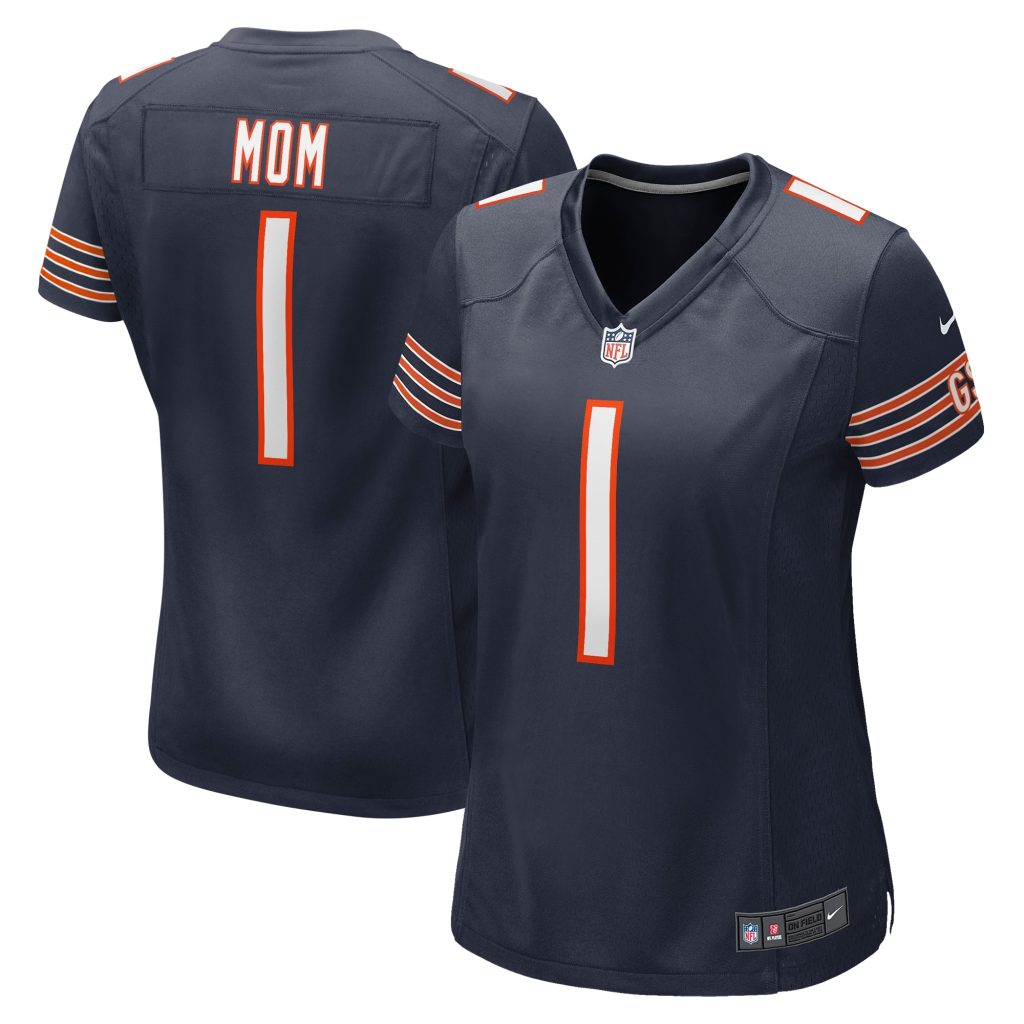 Women's Chicago Bears Number 1 Mom Nike Navy Game Jersey
