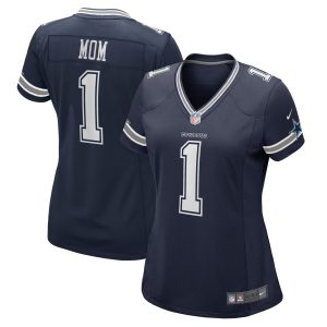 Women's Dallas Cowboys Number 1 Mom Nike Navy Game Jersey