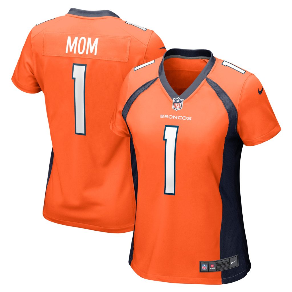 Women's Denver Broncos Number 1 Mom Nike Orange Game Jersey