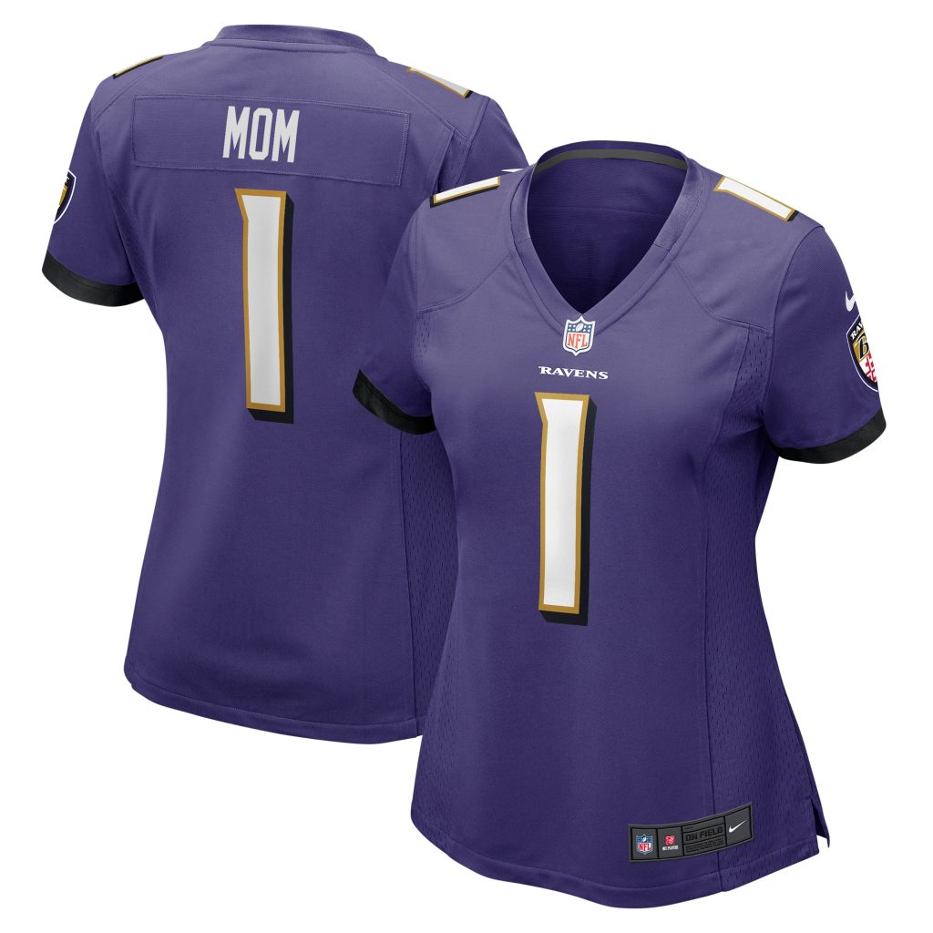 Women's Baltimore Ravens Number 1 Mom Nike Purple Game Jersey