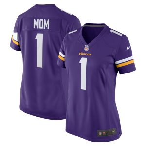 Women's Minnesota Vikings Number 1 Mom Nike Purple Game Jersey
