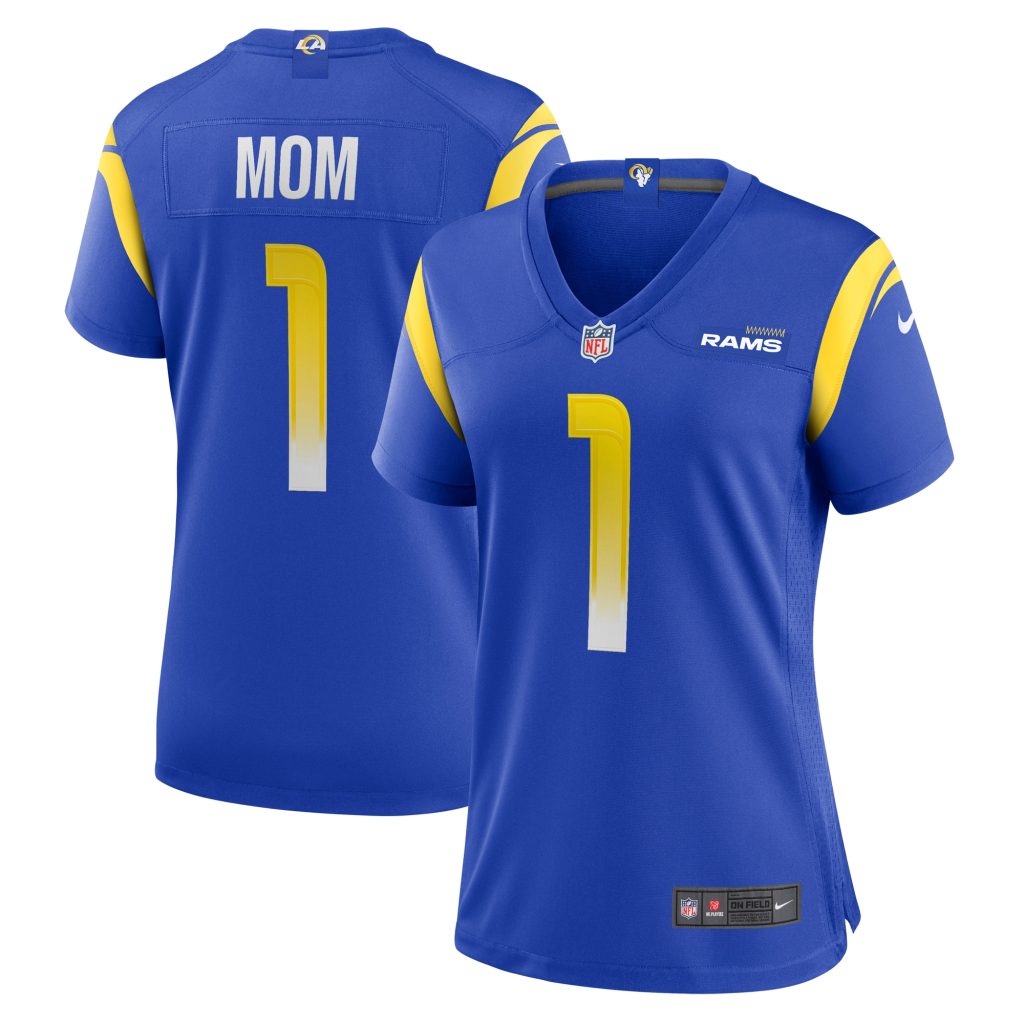 Women's Los Angeles Rams Number 1 Mom Nike Royal Game Jersey