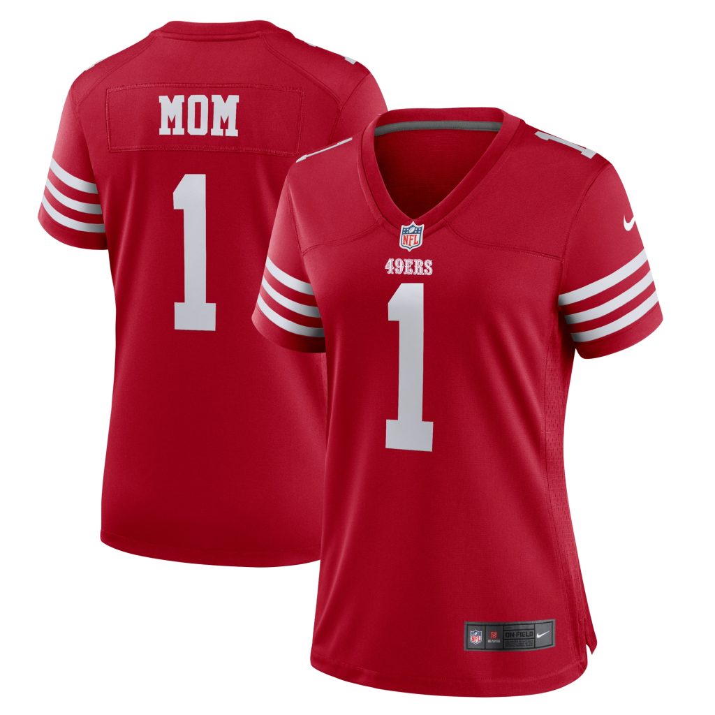 Women's San Francisco 49ers Number 1 Mom Nike Scarlet Game Jersey