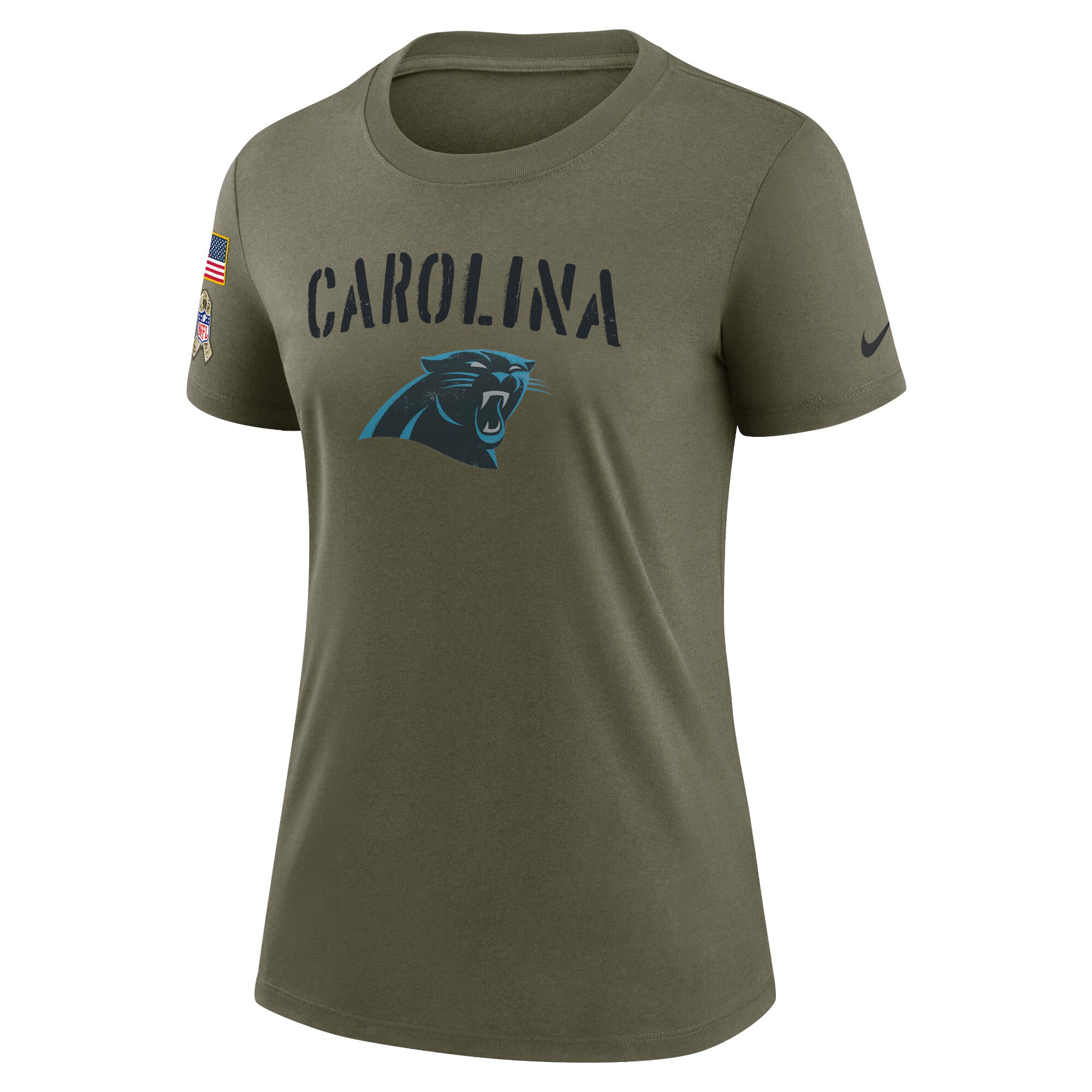 Women's Carolina Panthers Nike Olive 2022 Salute To Service Legend T-Shirt