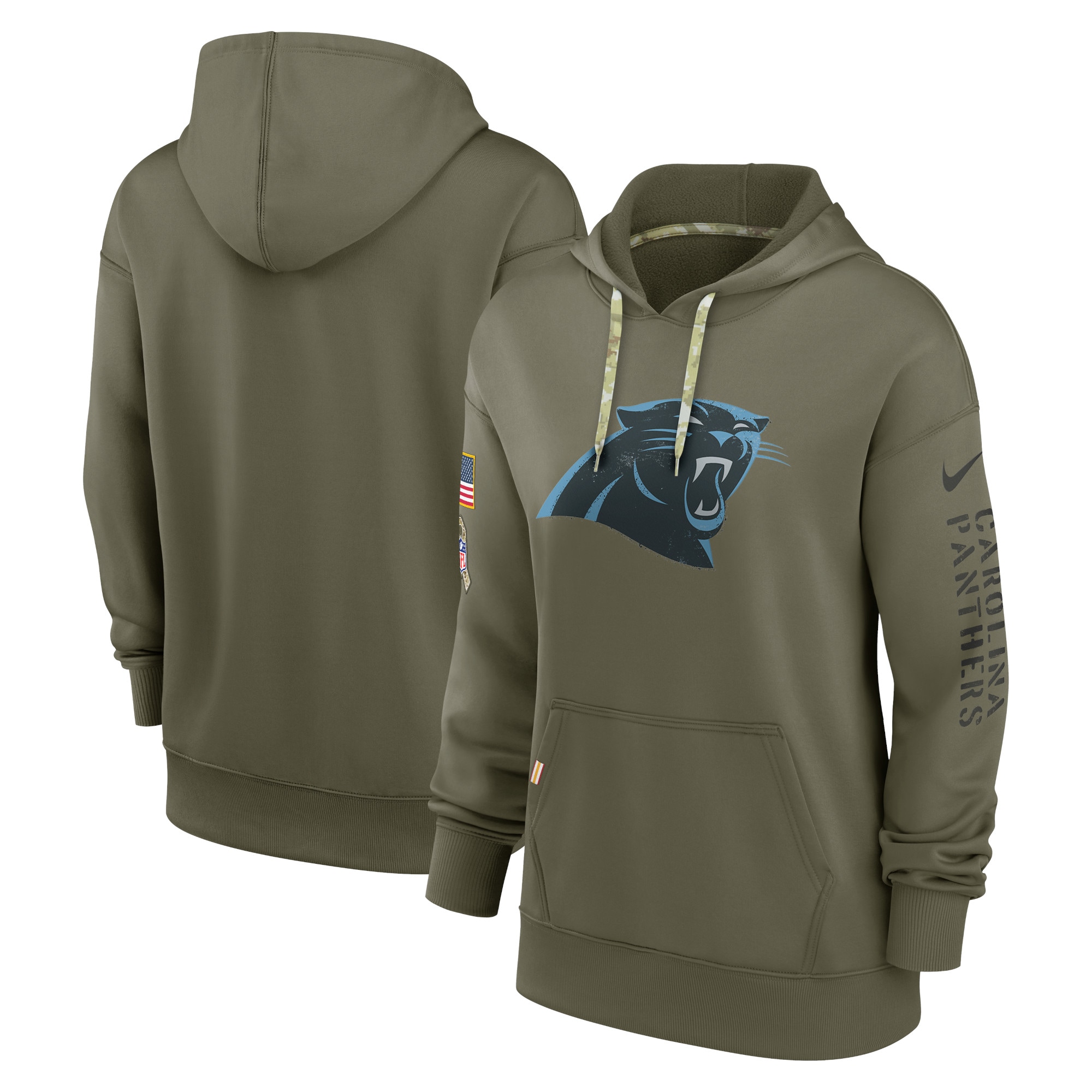 Women's Carolina Panthers Nike Olive 2022 Salute To Service Performance Pullover Hoodie