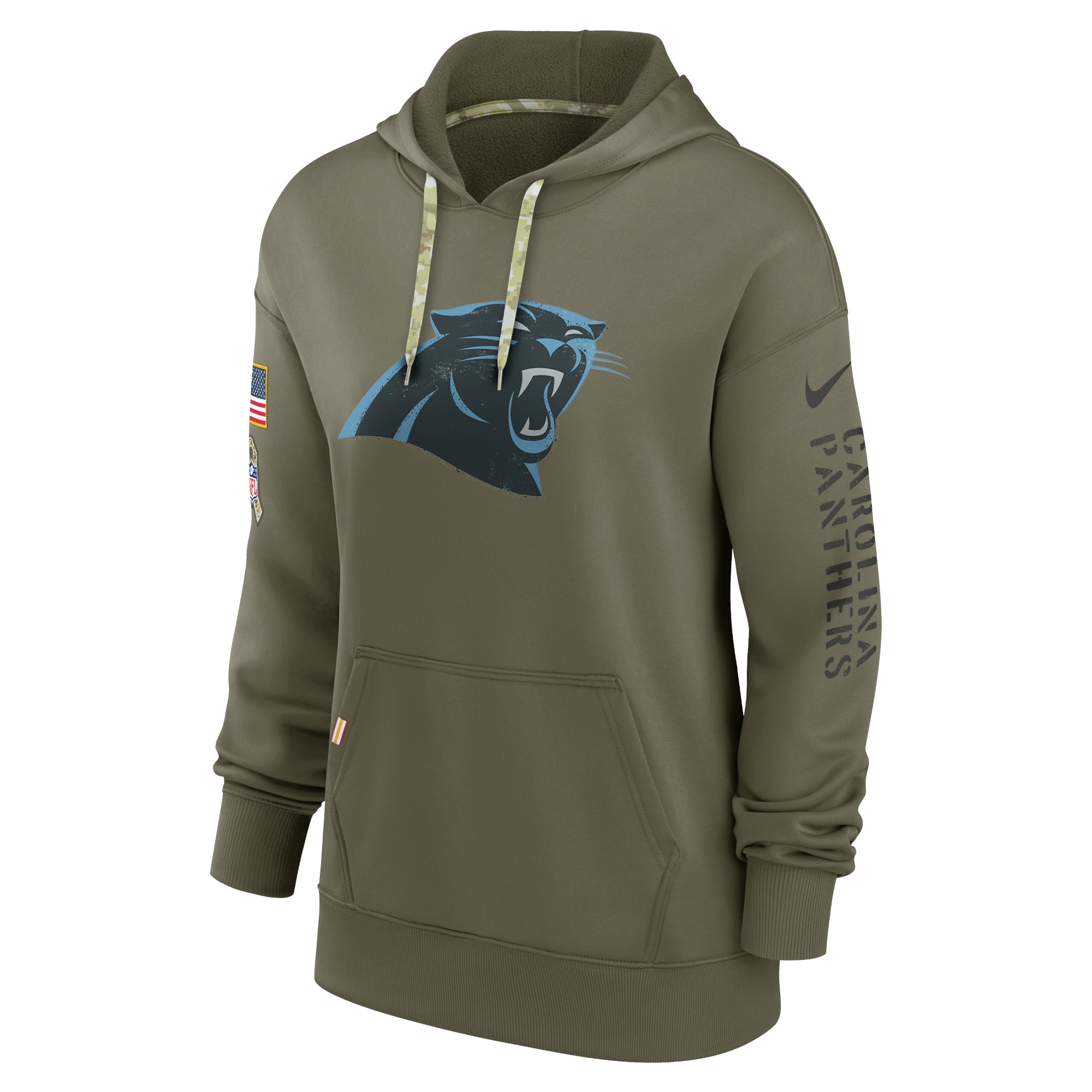 Women's Carolina Panthers Nike Olive 2022 Salute To Service Performance Pullover Hoodie