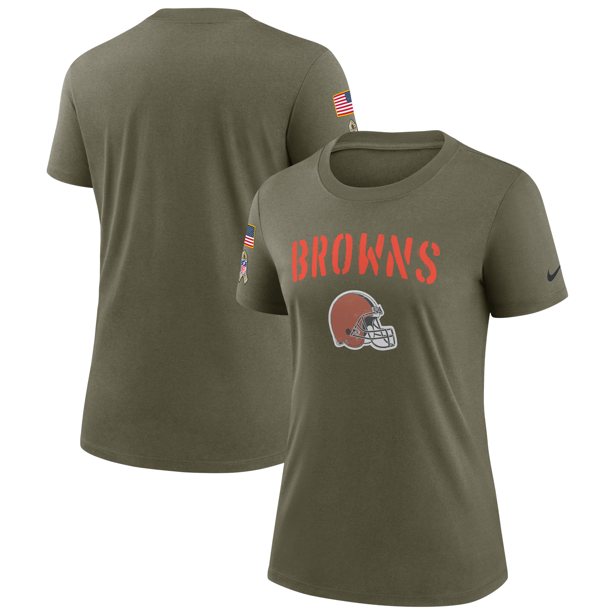 Women's Cleveland Browns Nike Olive 2022 Salute To Service Legend T-Shirt