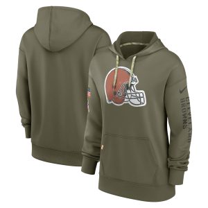 Women's Cleveland Browns Nike Olive 2022 Salute To Service Performance Pullover Hoodie
