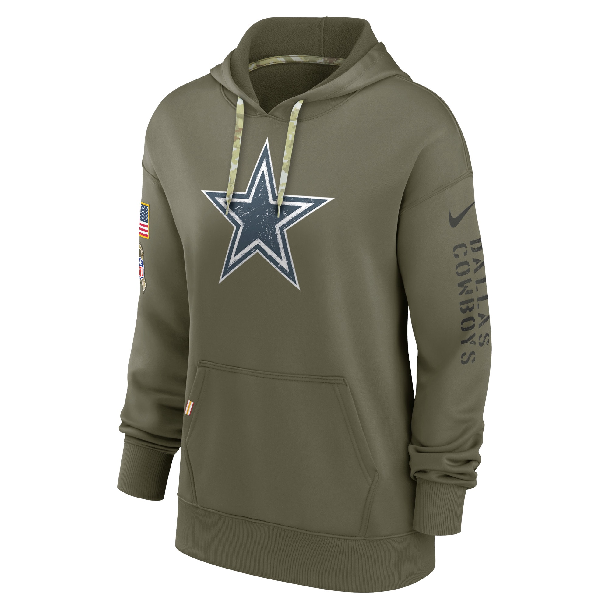 Women's Dallas Cowboys Nike Olive 2022 Salute To Service Performance Pullover Hoodie
