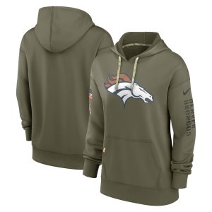 Women's Denver Broncos Nike Olive 2022 Salute To Service Performance Pullover Hoodie