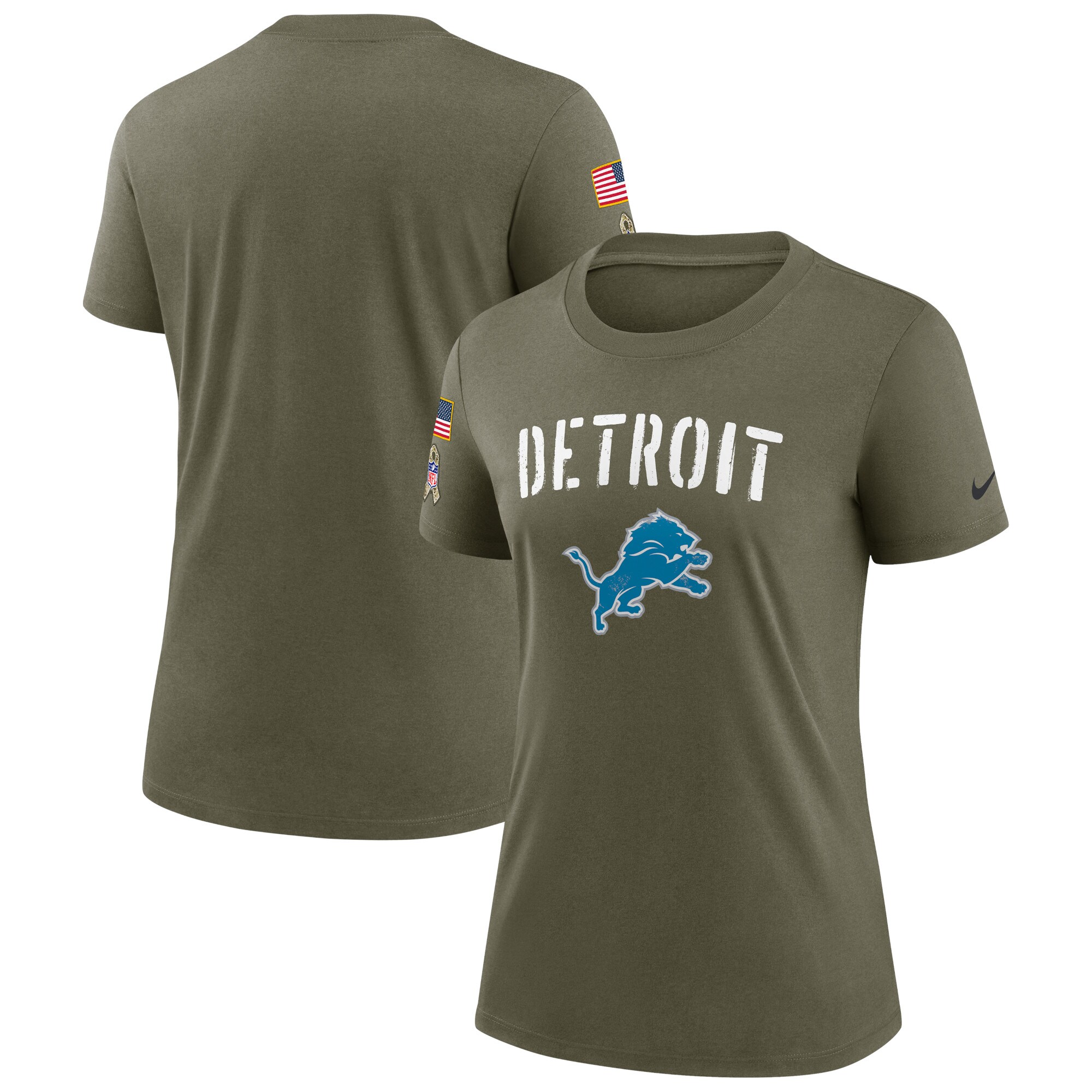 Women's Detroit Lions Nike Olive 2022 Salute To Service Legend T-Shirt