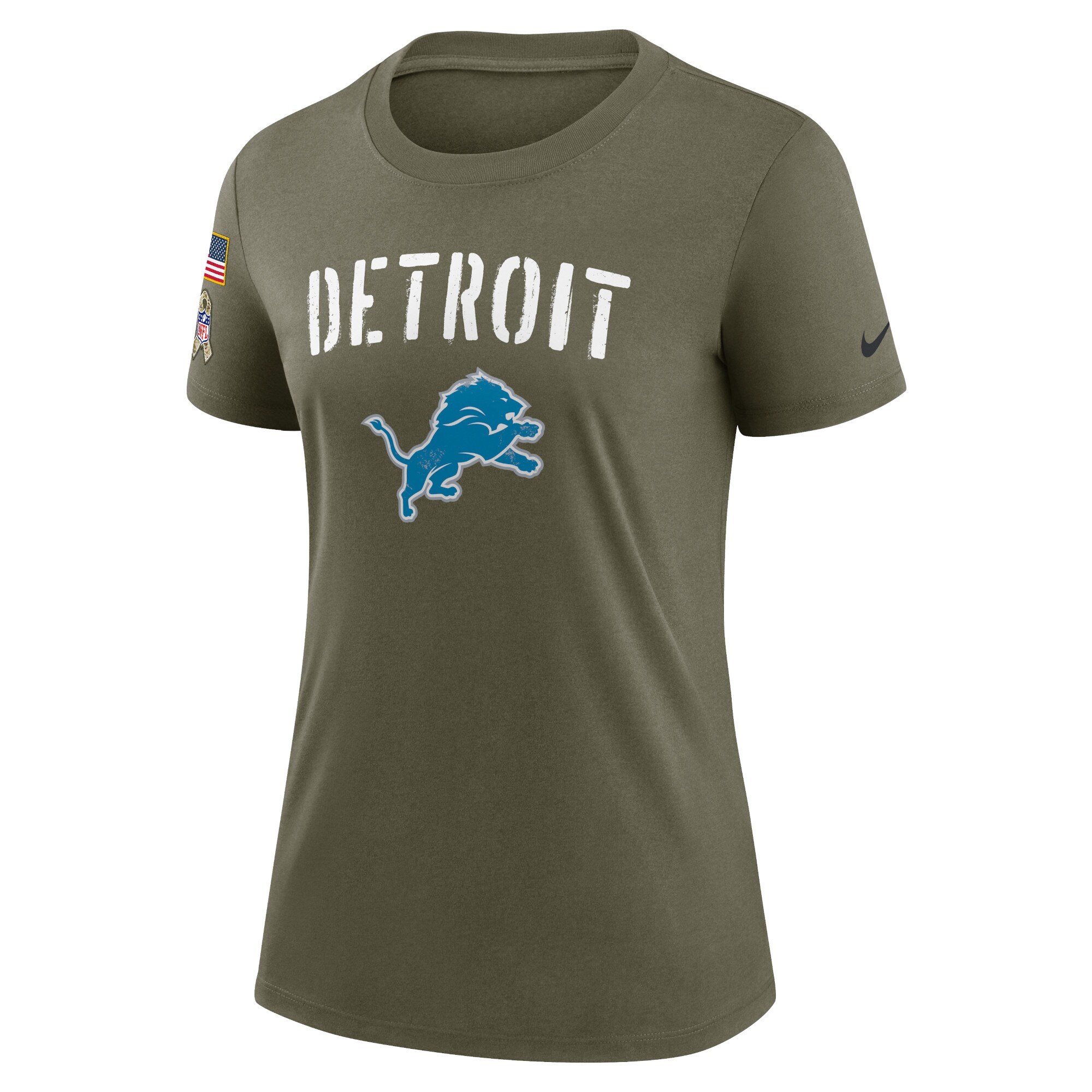 Women's Detroit Lions Nike Olive 2022 Salute To Service Legend T-Shirt