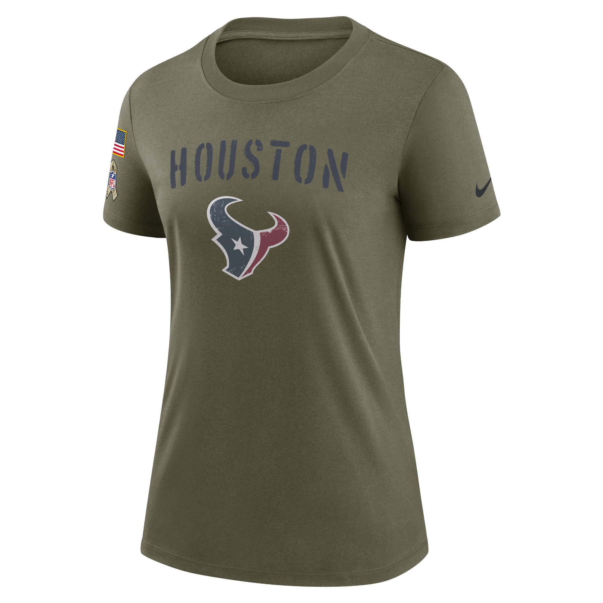 Women's Houston Texans Nike Olive 2022 Salute To Service Legend T-Shirt