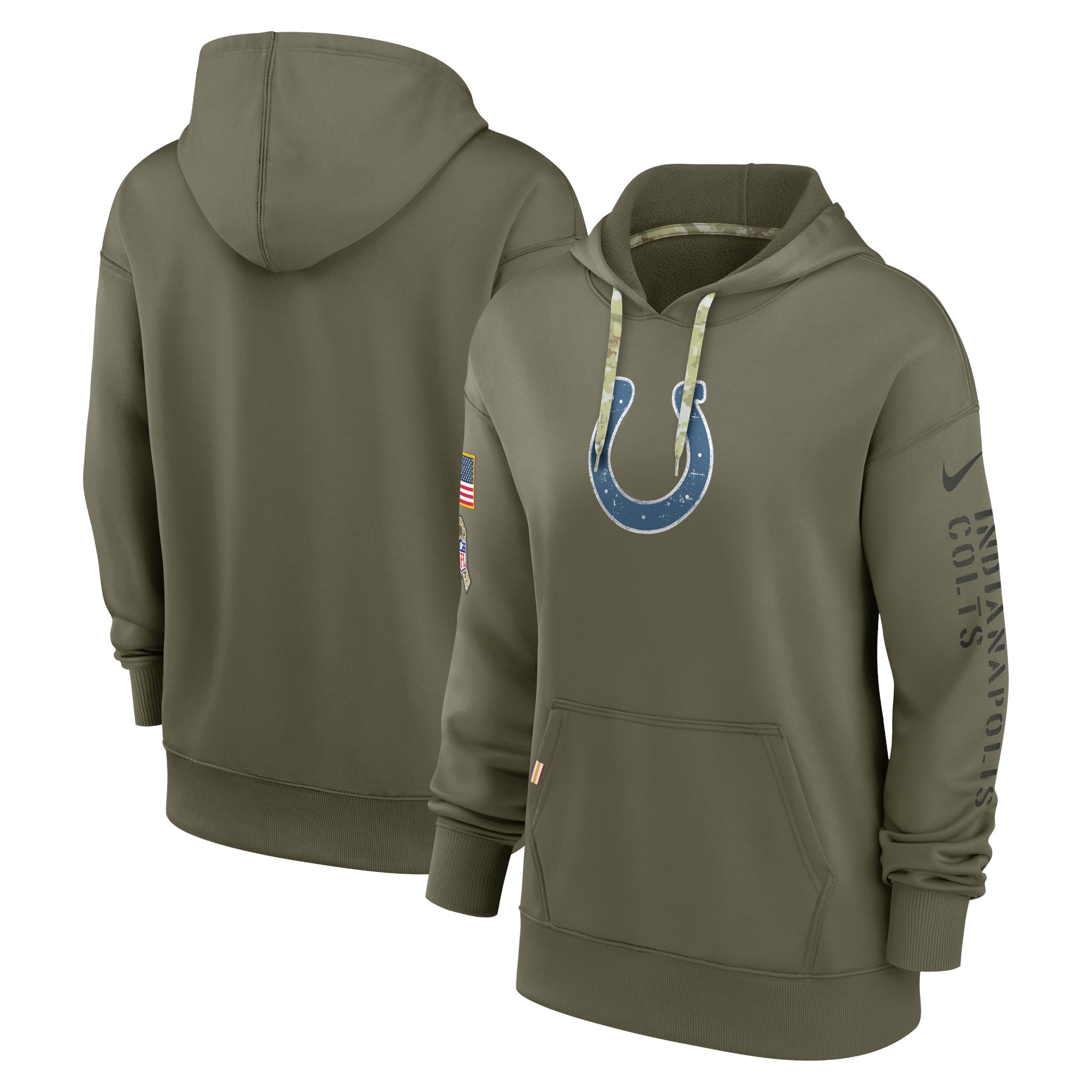 Women's Indianapolis Colts Nike Olive 2022 Salute To Service Performance Pullover Hoodie