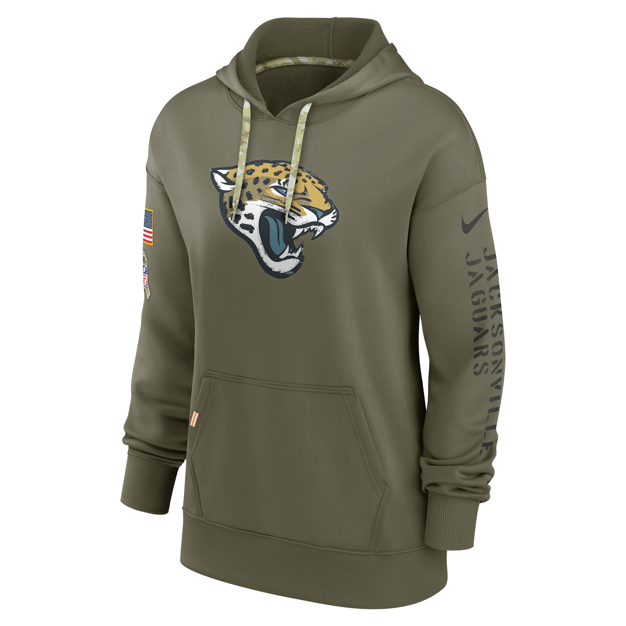 Women's Jacksonville Jaguars Nike Olive 2022 Salute To Service Performance Pullover Hoodie