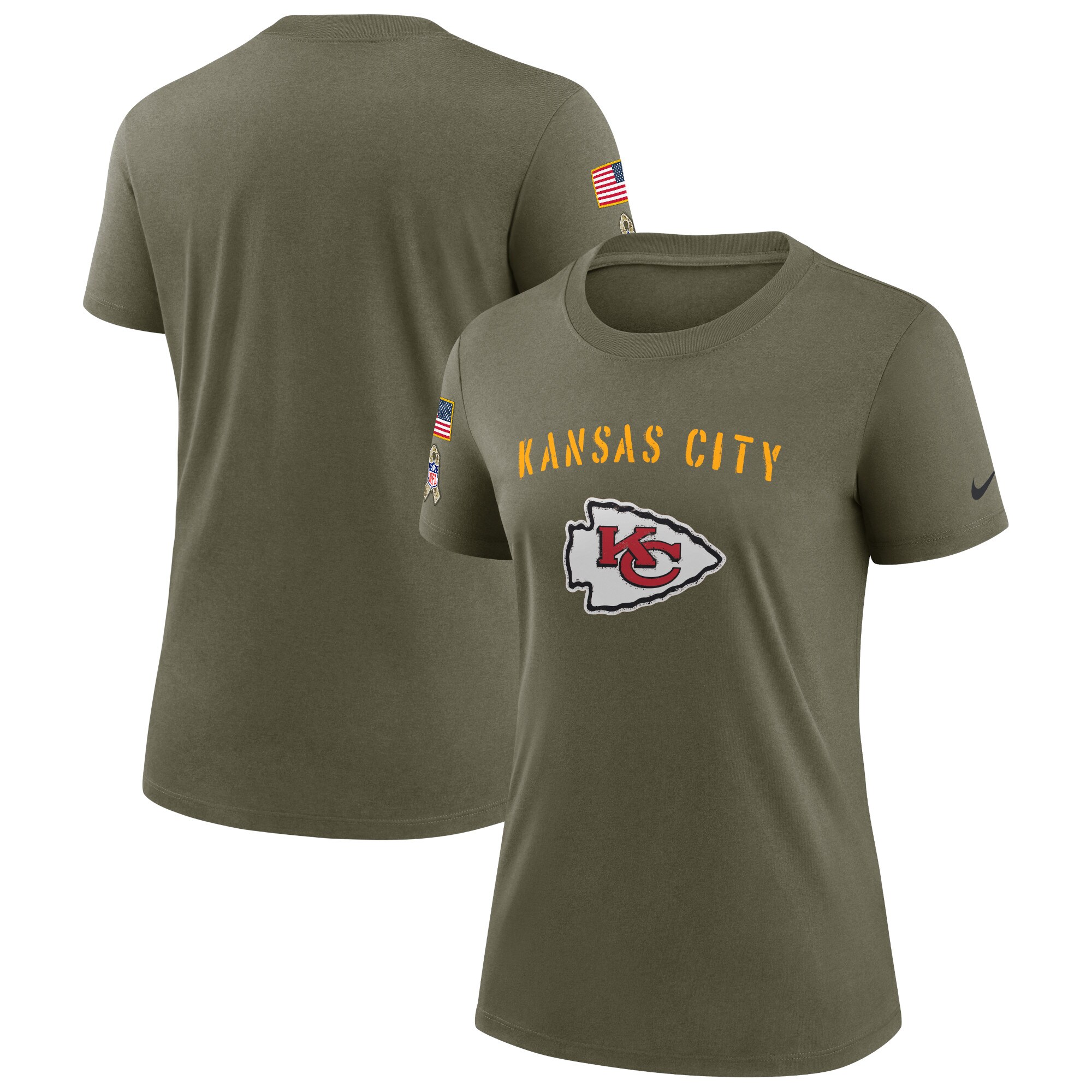 Women's Kansas City Chiefs Nike Olive 2022 Salute To Service Legend T-Shirt