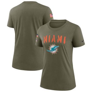 Women's Miami Dolphins Nike Olive 2022 Salute To Service Legend T-Shirt
