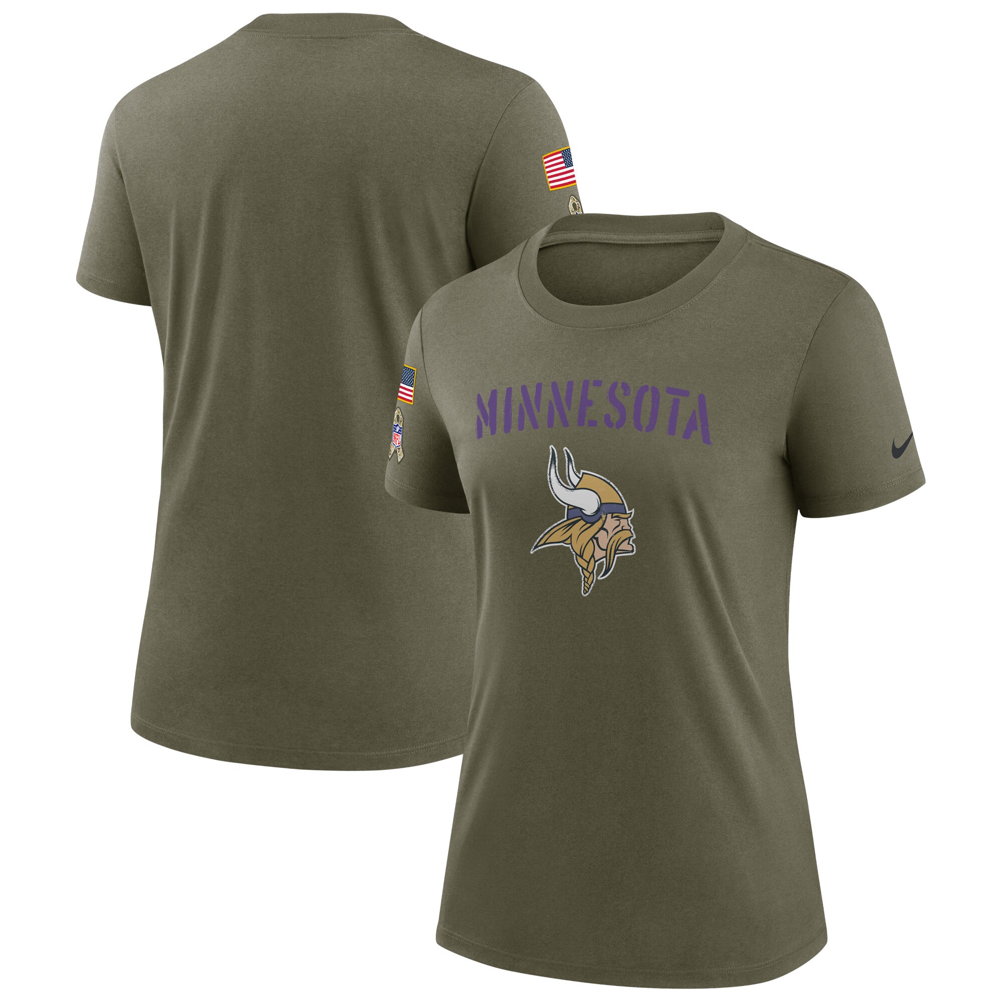 Women's Minnesota Vikings Nike Olive 2022 Salute To Service Legend T-Shirt