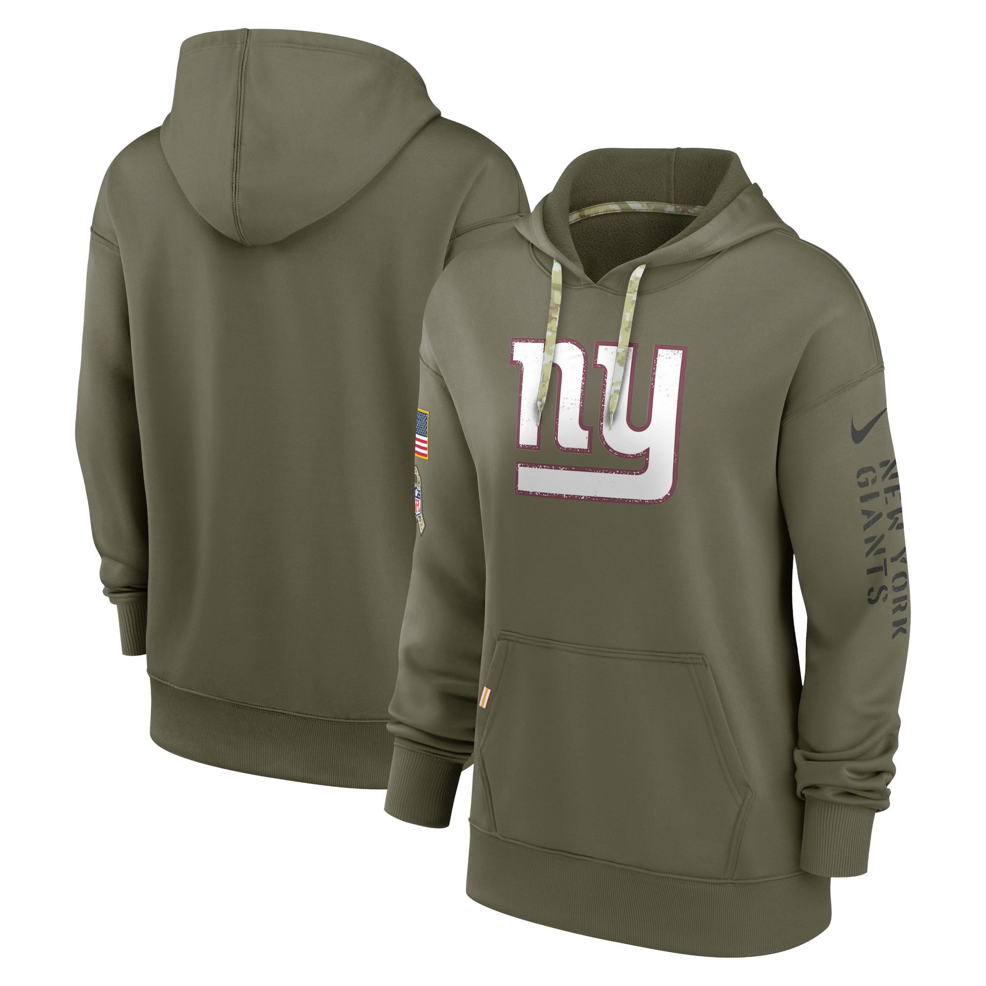 Women's New York Giants Nike Olive 2022 Salute To Service Performance Pullover Hoodie