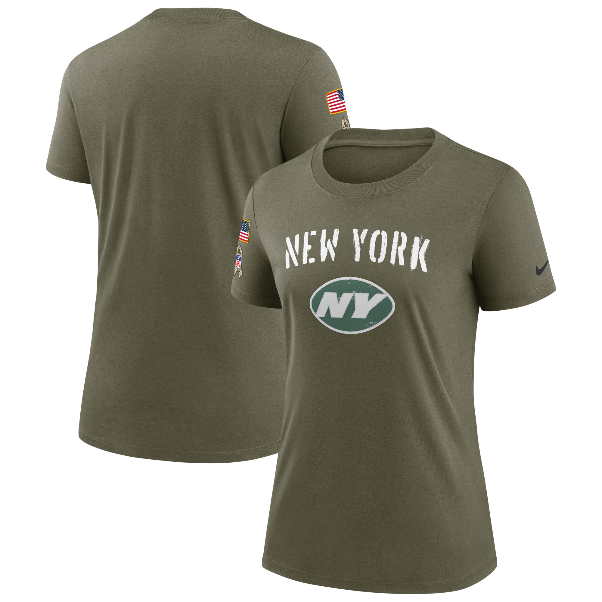 Women's New York Jets Nike Olive 2022 Salute To Service Legend T-Shirt