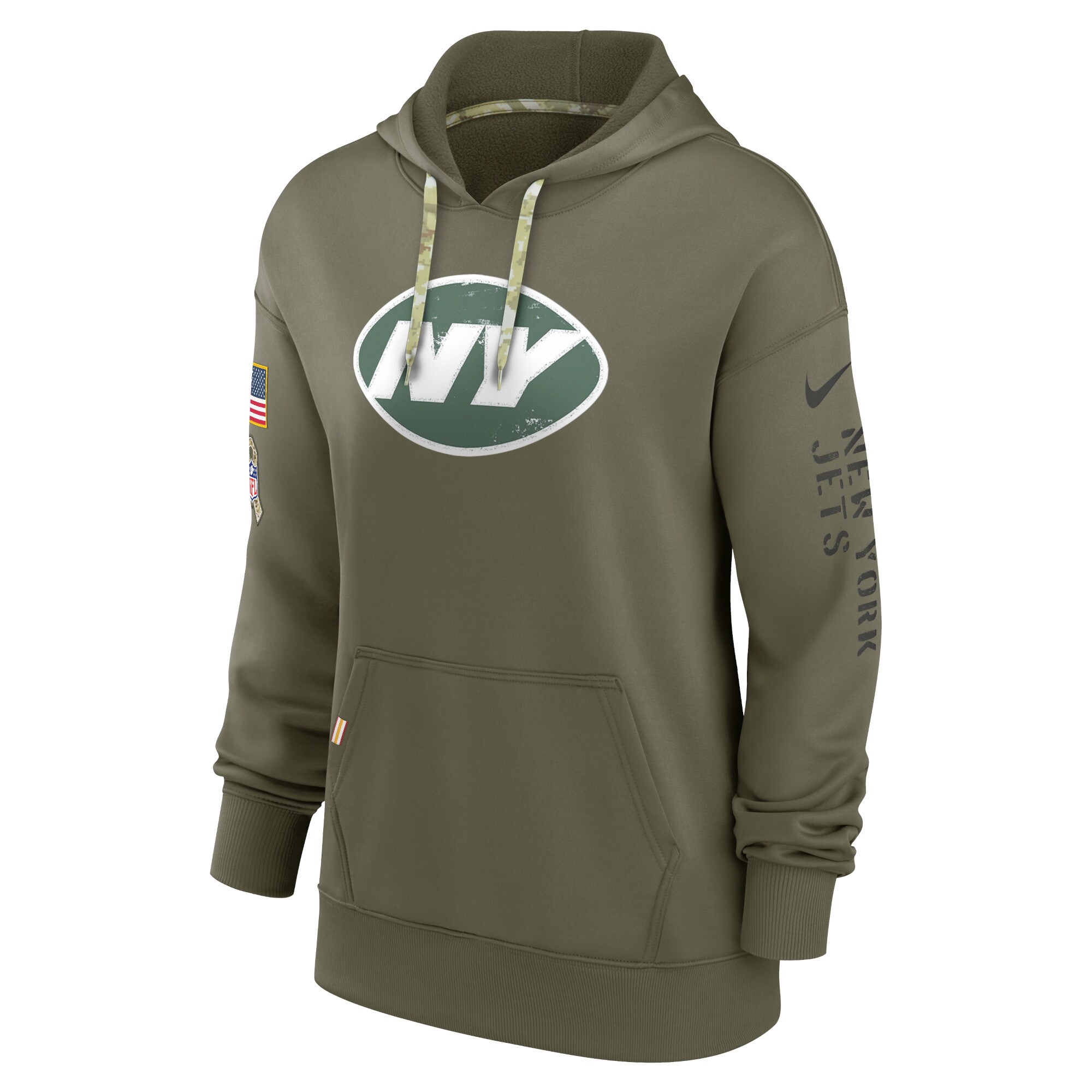 Women's New York Jets Nike Olive 2022 Salute To Service Performance Pullover Hoodie