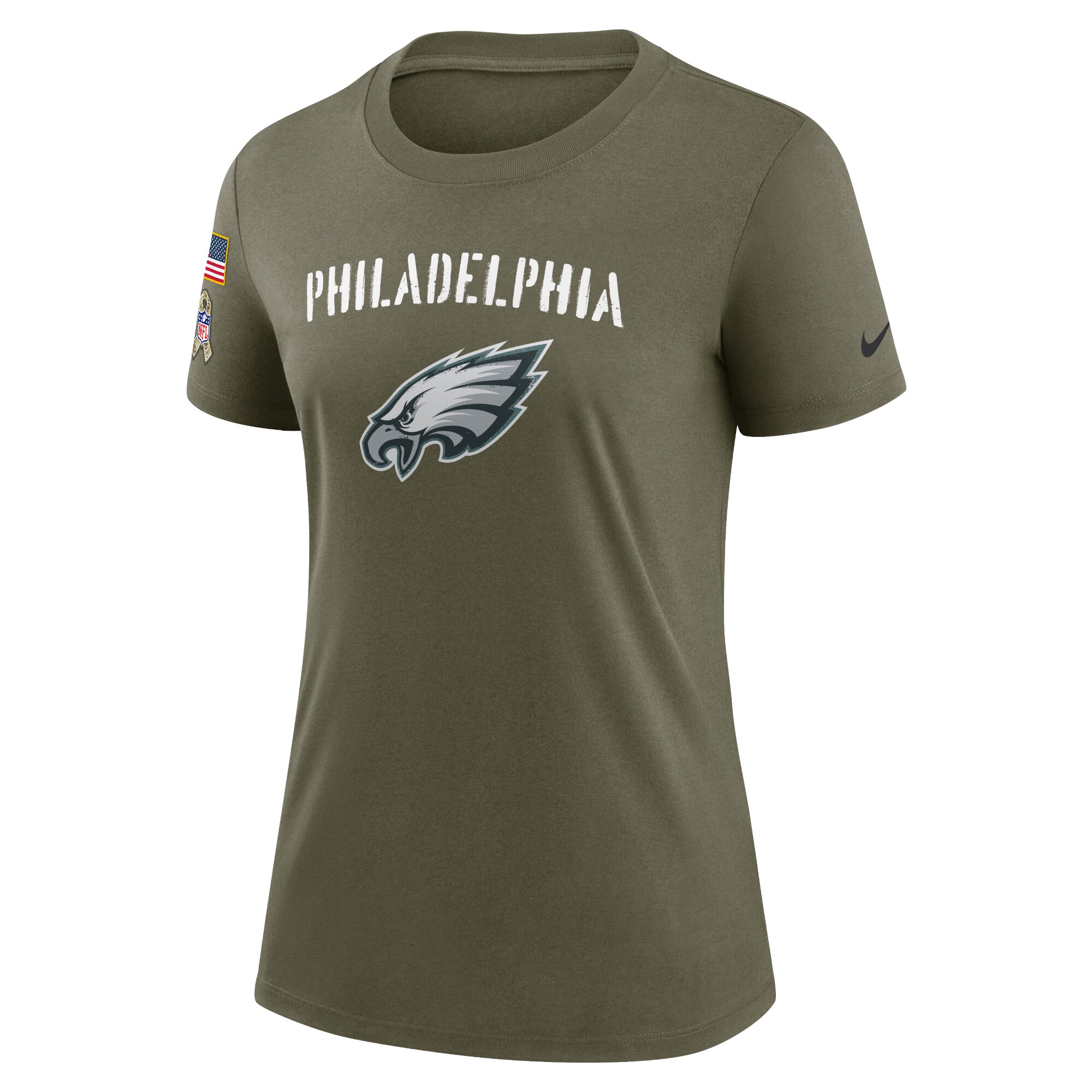 Women's Philadelphia Eagles Nike Olive 2022 Salute To Service Legend T-Shirt