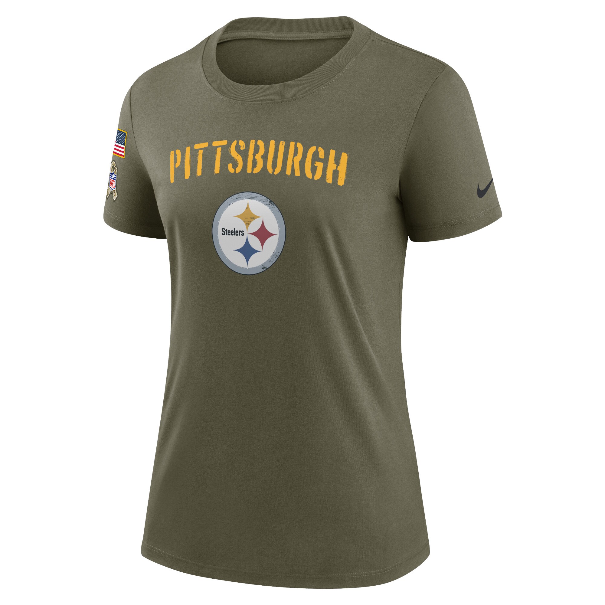 Women's Pittsburgh Steelers Nike Olive 2022 Salute To Service Legend T-Shirt
