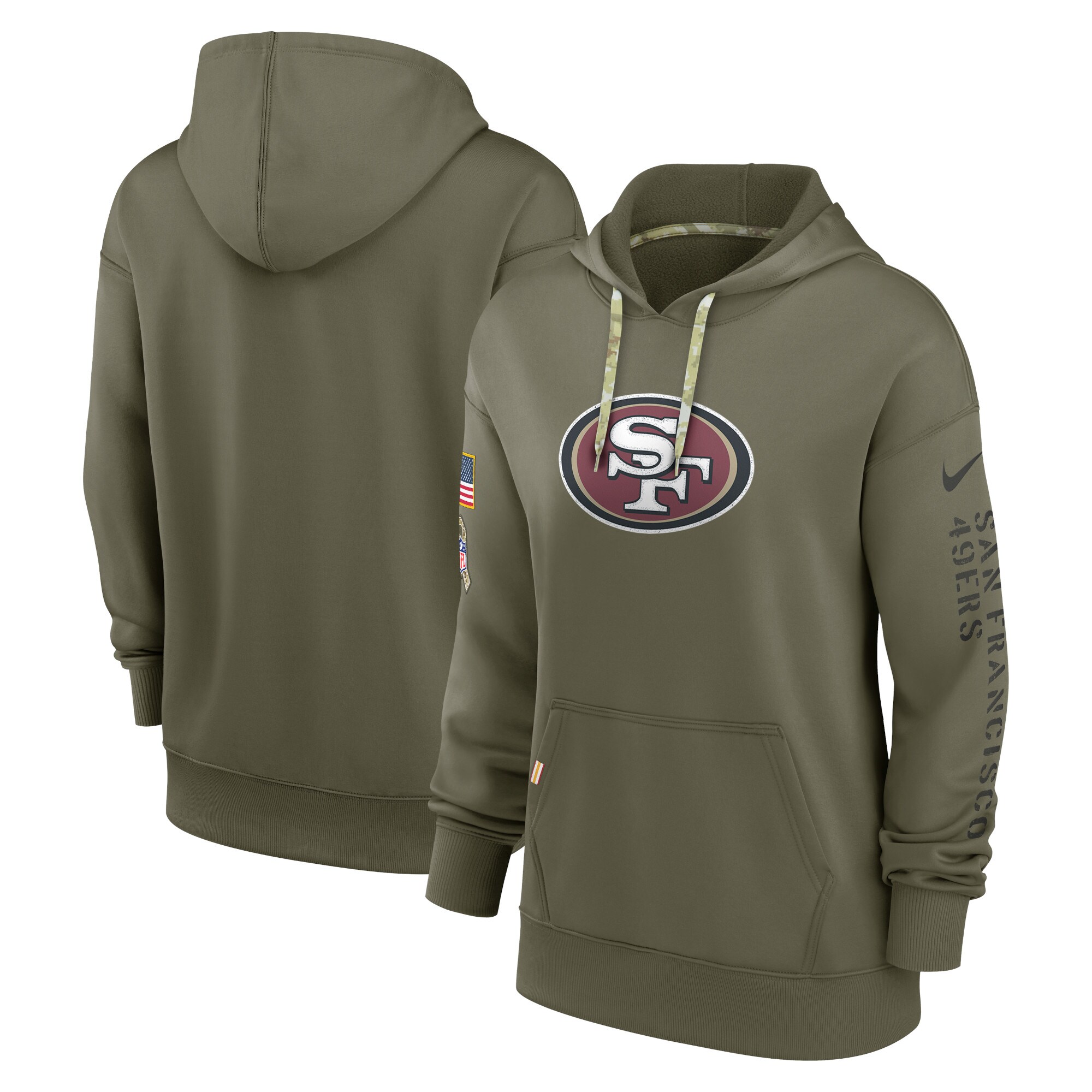 Women's San Francisco 49ers Nike Olive 2022 Salute To Service Performance Pullover Hoodie