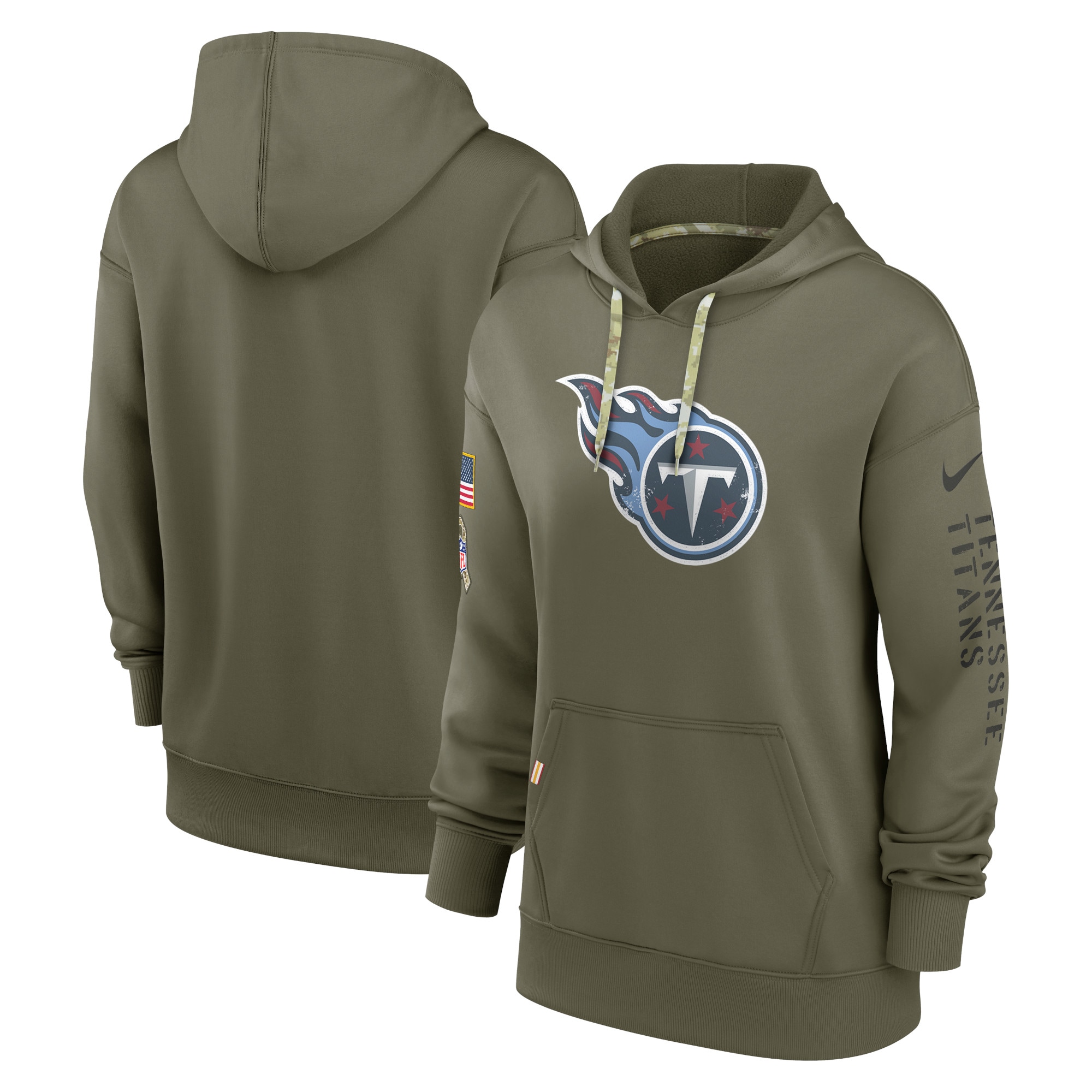 Women's Tennessee Titans Nike Olive 2022 Salute To Service Performance Pullover Hoodie