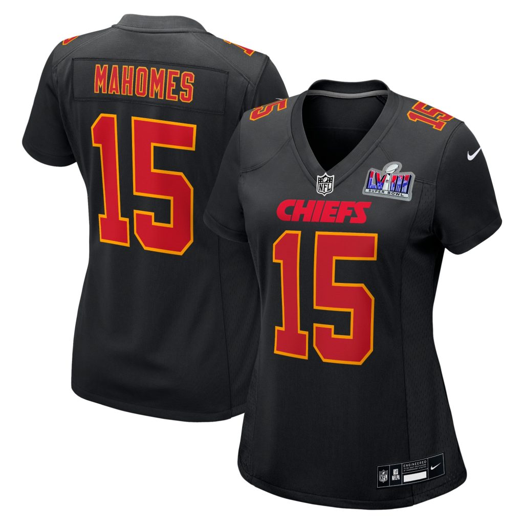 Patrick Mahomes Kansas City Chiefs Nike Women's Super Bowl LVIII Carbon Fashion Game Player Jersey - Black