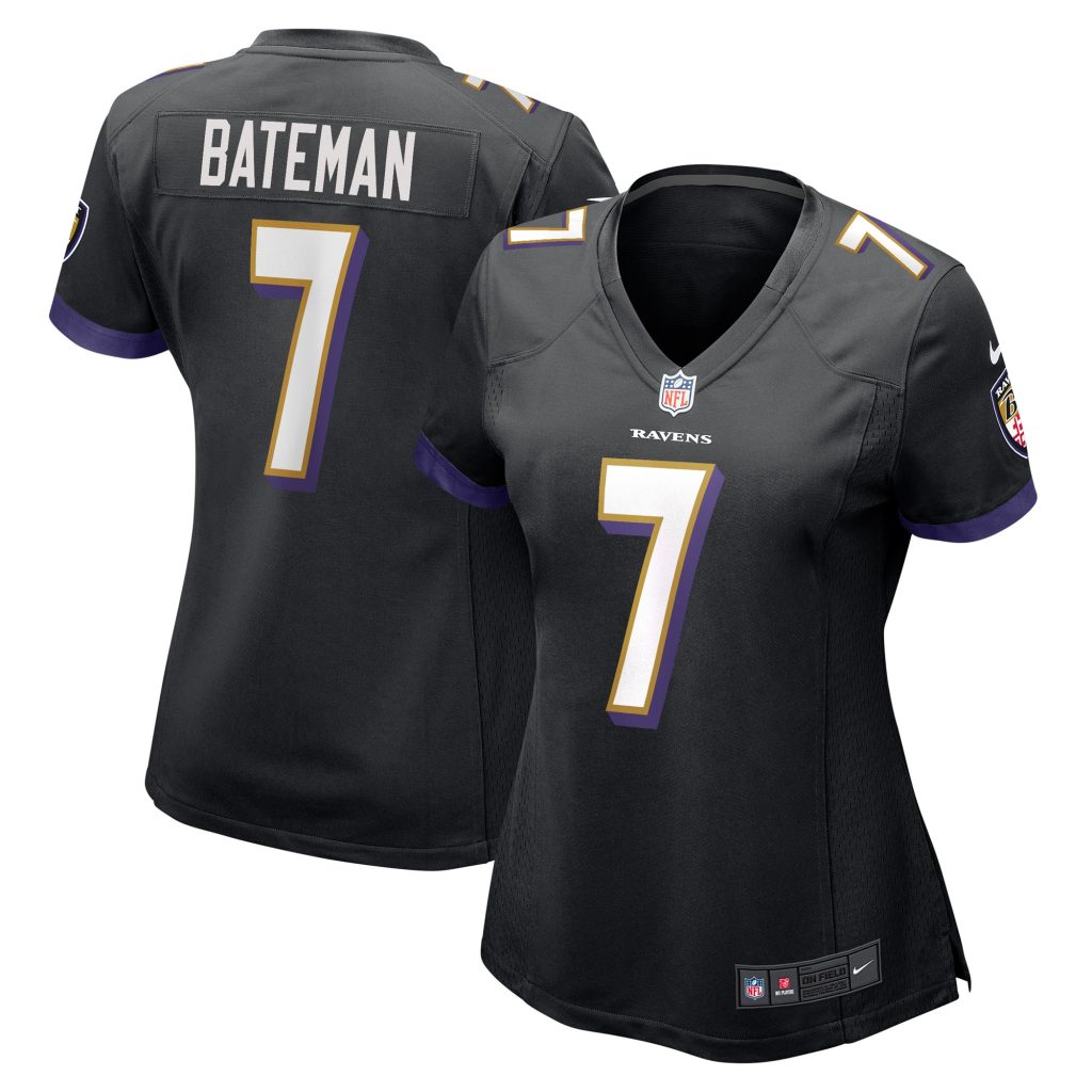 Women's Baltimore Ravens Rashod Bateman Nike Black Game Player Jersey