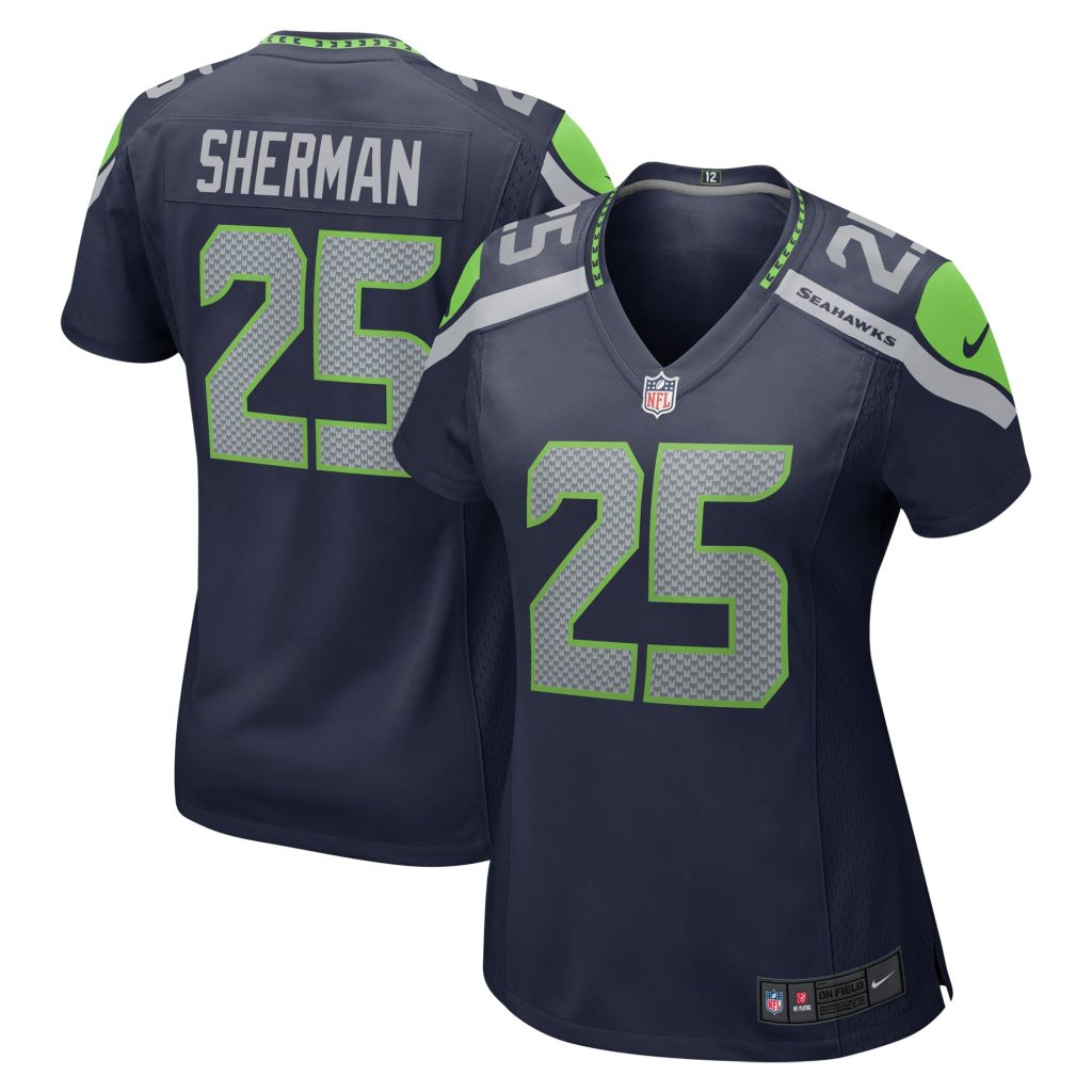 Women's Seattle Seahawks Richard Sherman Nike College Navy Retired Game Jersey