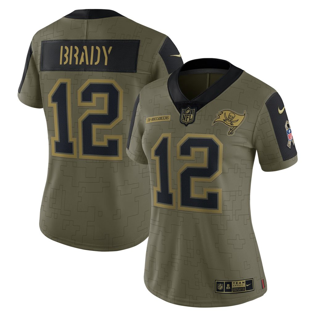 Women's Tampa Bay Buccaneers Tom Brady Nike Olive 2021 Salute To Service Limited Player Jersey