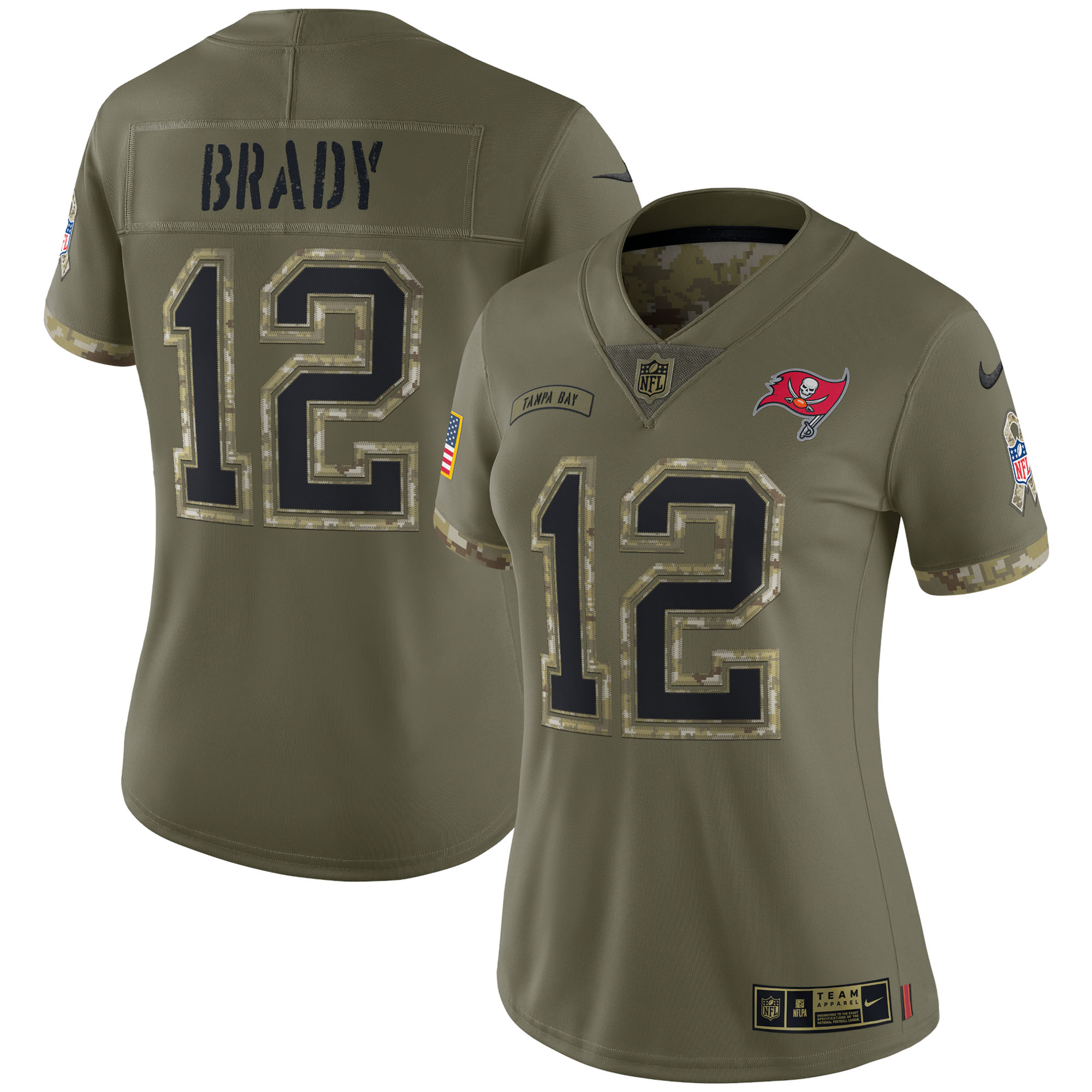 Women's Tampa Bay Buccaneers Tom Brady Nike Olive 2022 Salute To Service Limited Jersey