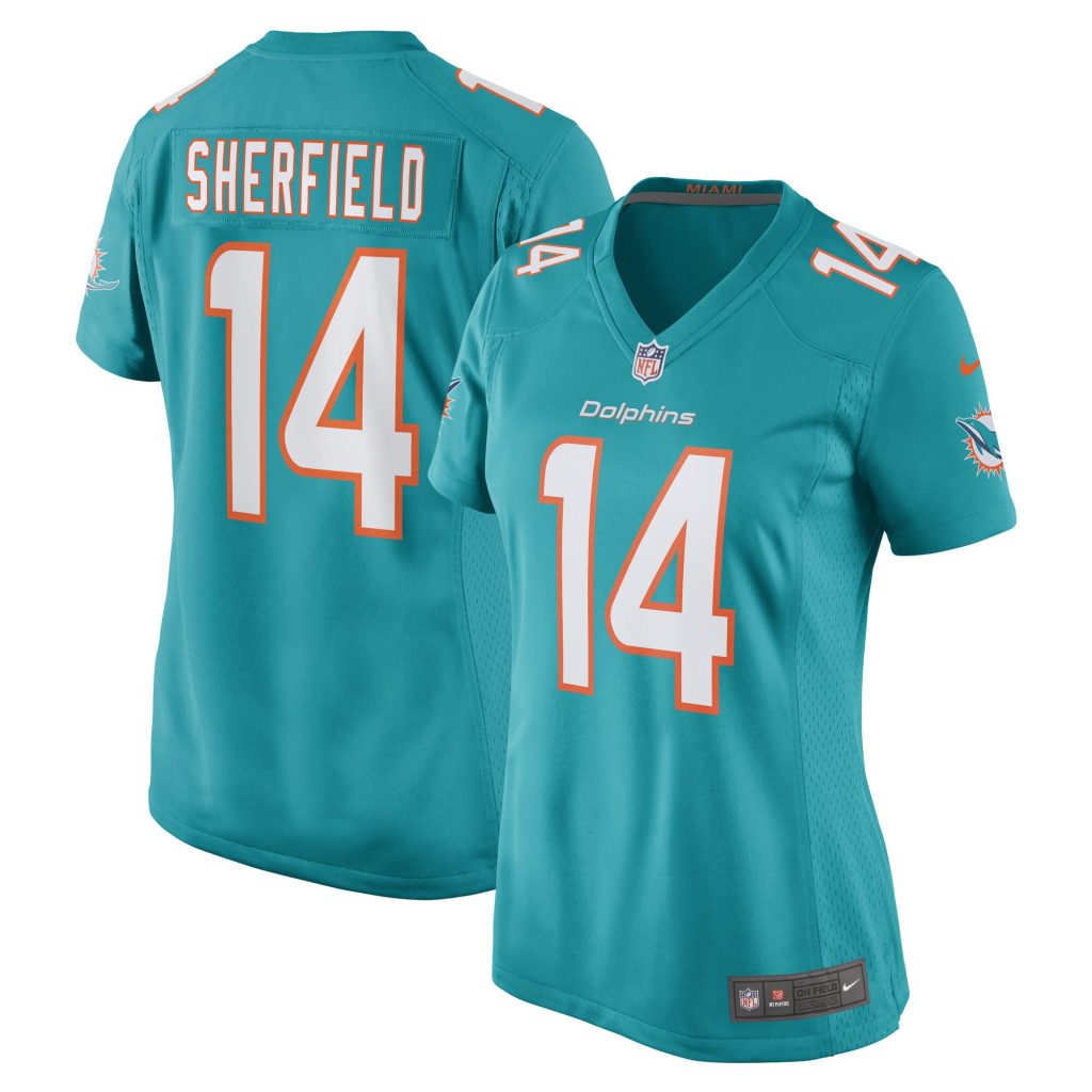 Women's Miami Dolphins Trent Sherfield Nike Aqua Game Player Jersey