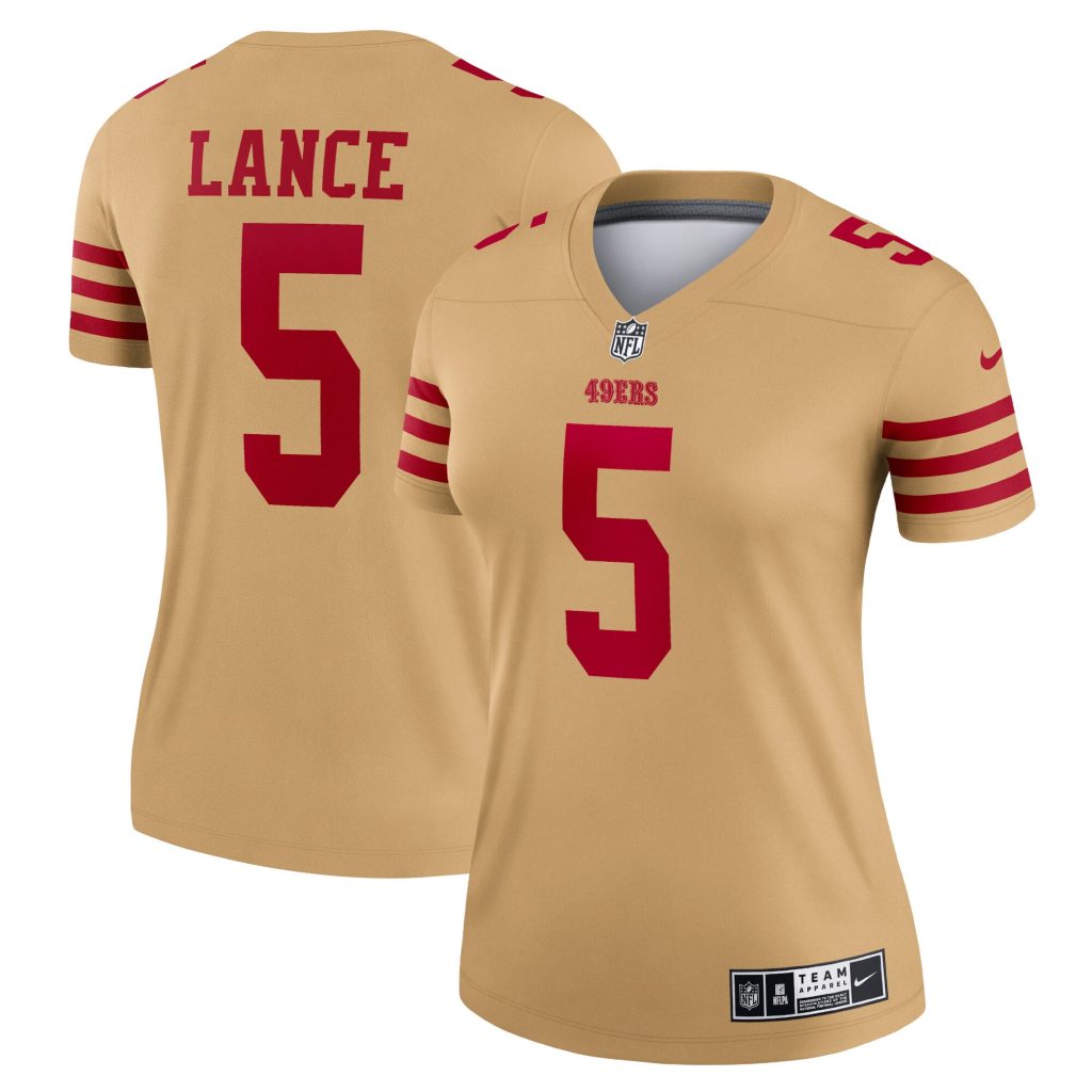 Women's San Francisco 49ers Trey Lance Nike Gold Team Inverted Legend Jersey
