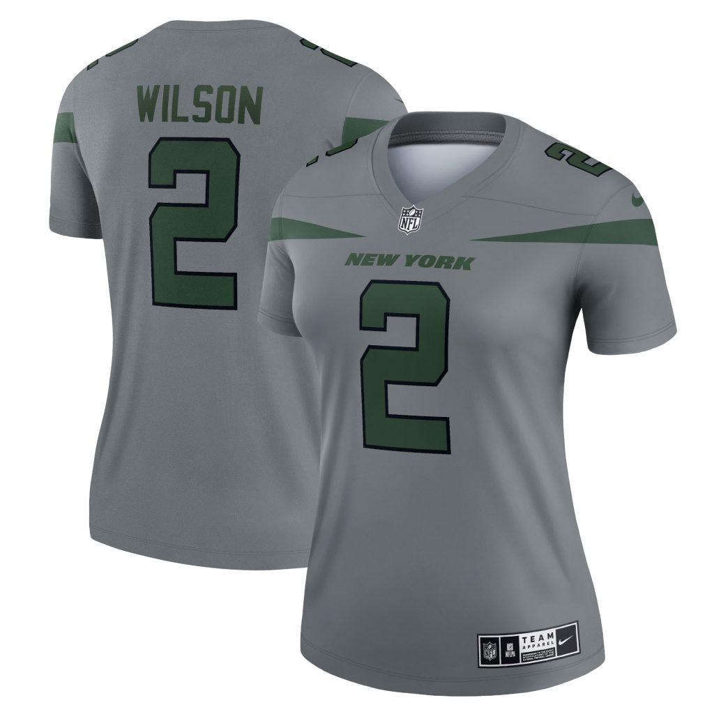Women's New York Jets Zach Wilson Nike Gray Inverted Legend Jersey