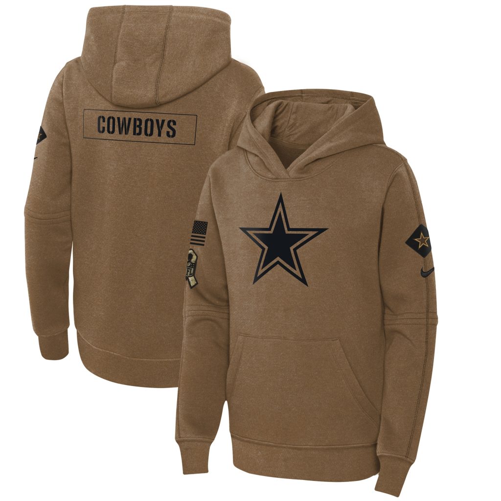 Dallas Cowboys Nike Youth 2023 Salute to Service Club Fleece Pullover Hoodie - Brown