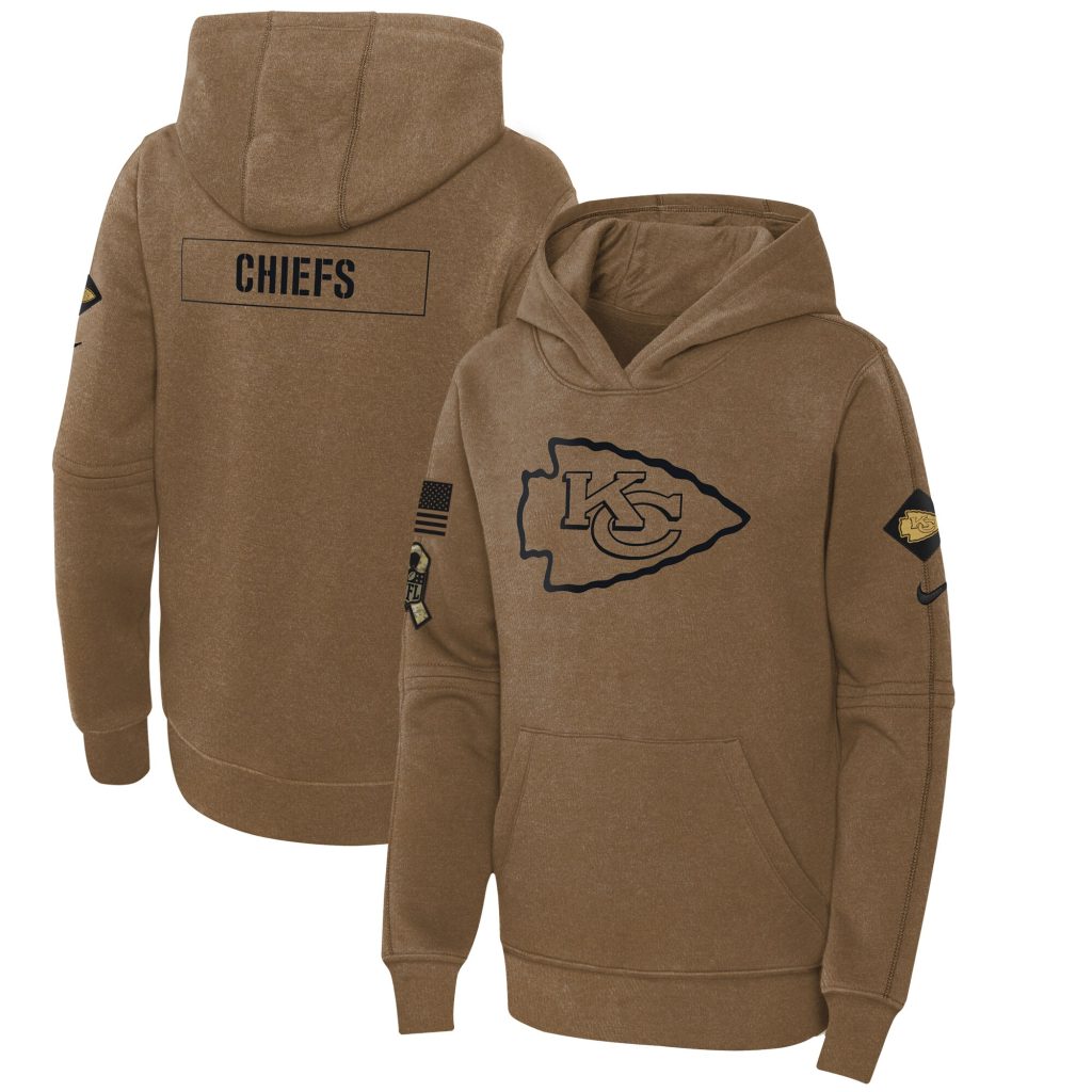 Kansas City Chiefs Nike Youth 2023 Salute to Service Club Fleece Pullover Hoodie - Brown