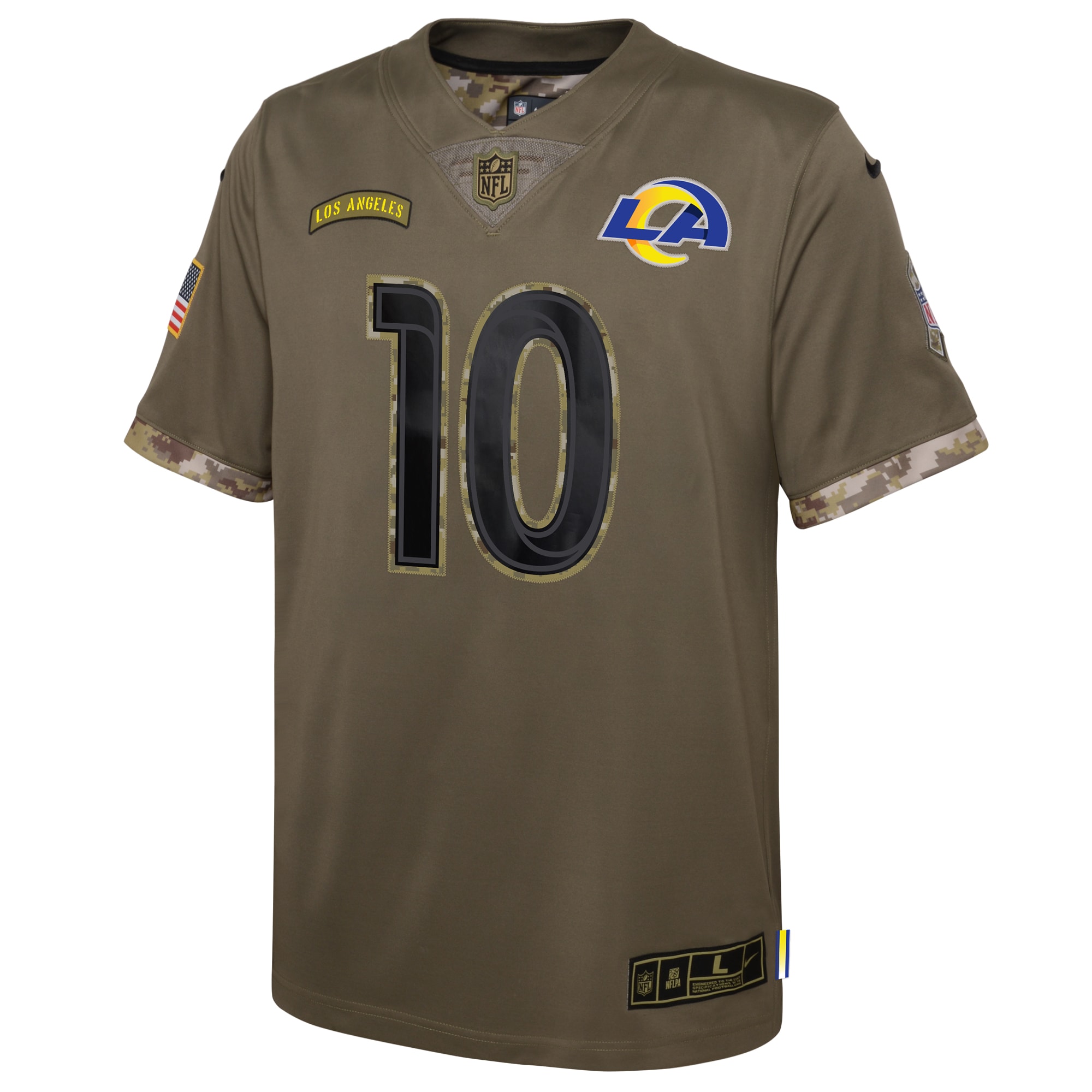Youth Los Angeles Rams Cooper Kupp Nike Olive 2022 Salute To Service Player Limited Jersey