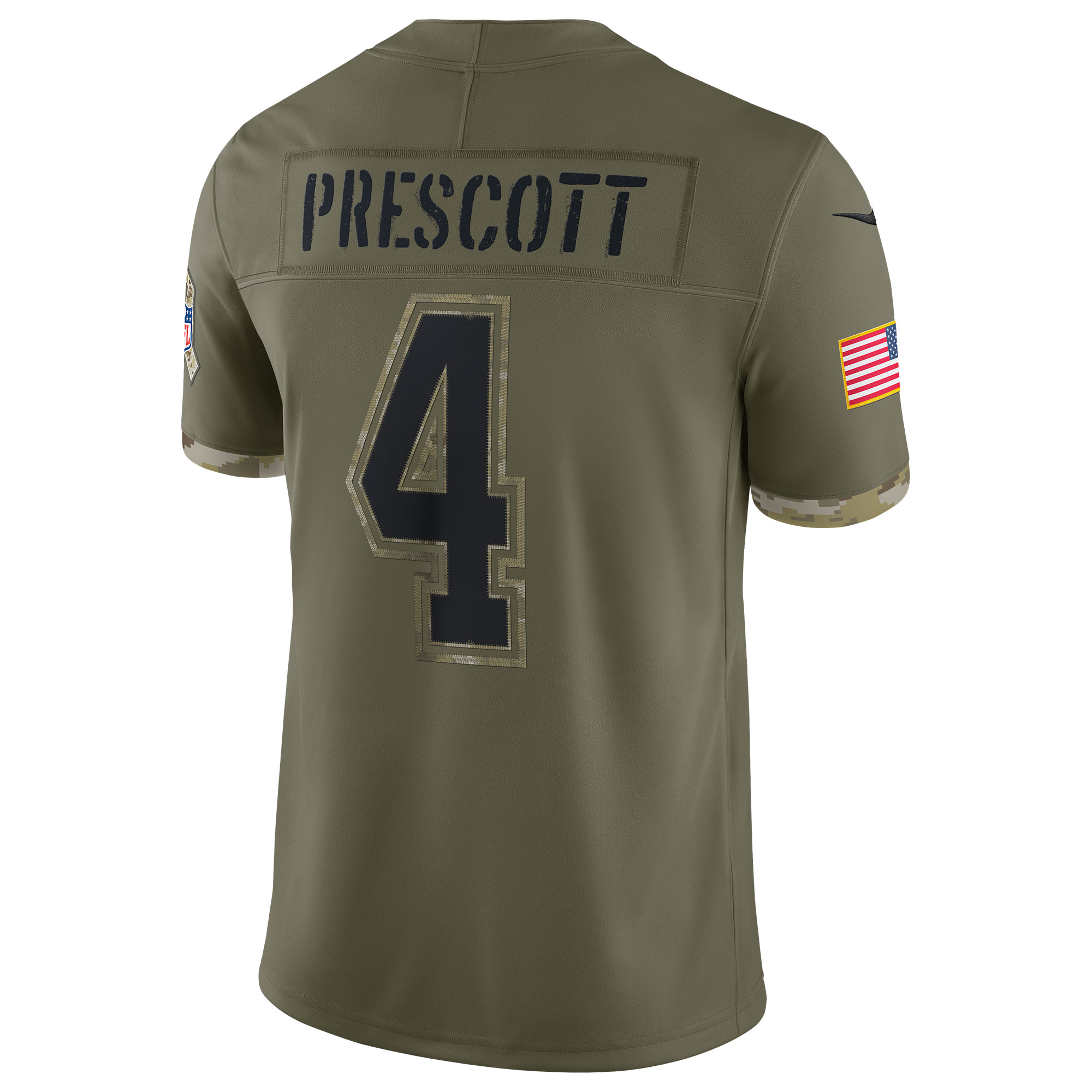 Youth Dallas Cowboys Dak Prescott Nike Olive 2022 Salute To Service Player Limited Jersey