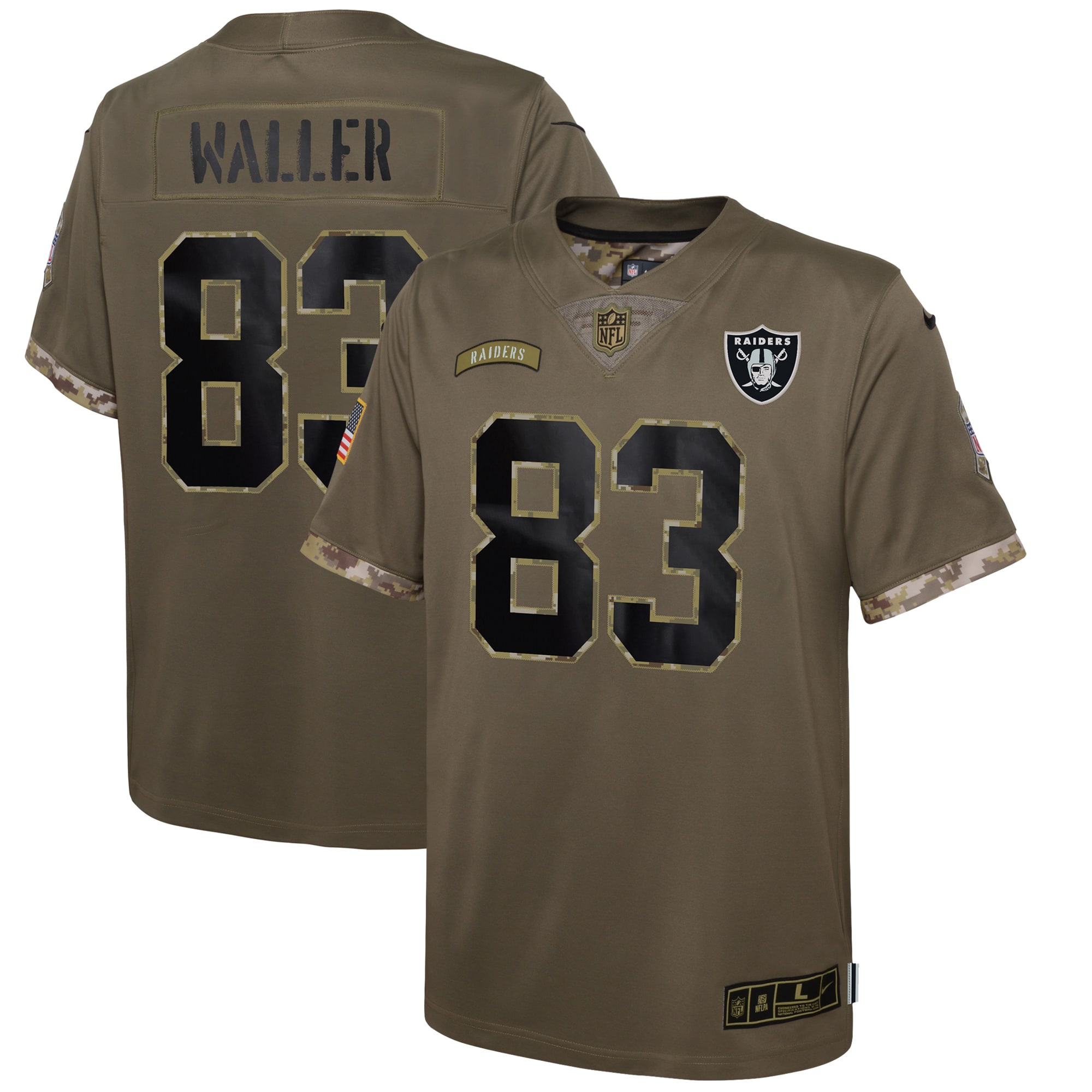 Youth Las Vegas Raiders Darren Waller Nike Olive 2022 Salute To Service Player Limited Jersey