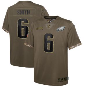Youth Philadelphia Eagles DeVonta Smith Nike Olive 2022 Salute To Service Player Limited Jersey