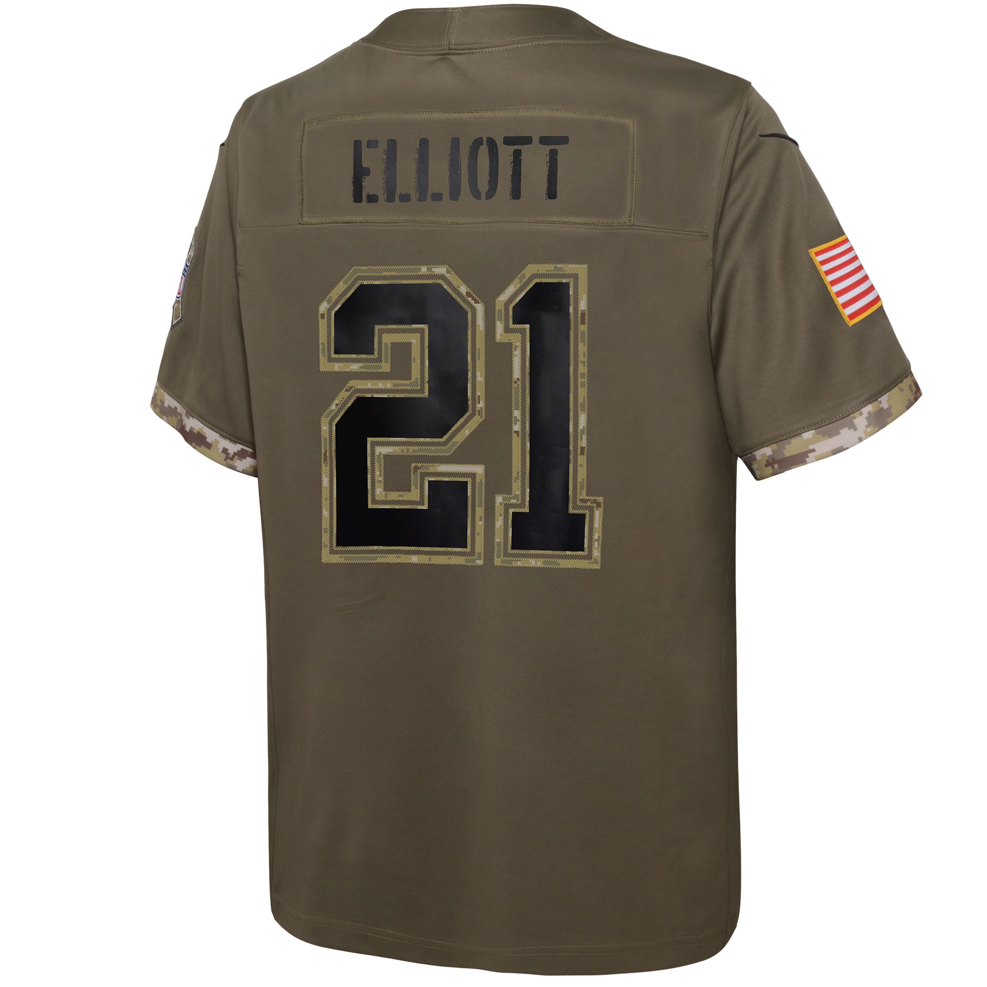 Youth Dallas Cowboys Ezekiel Elliott Nike Olive 2022 Salute To Service Player Limited Jersey