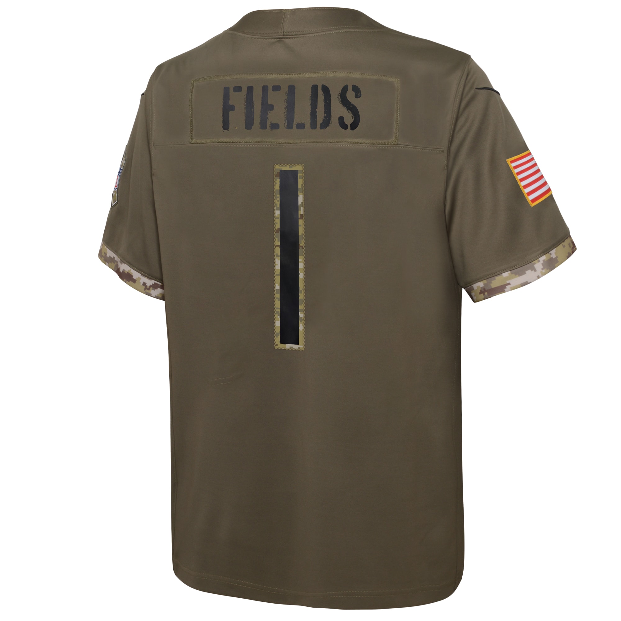 Youth Chicago Bears Justin Fields Nike Olive 2022 Salute To Service Player Limited Jersey