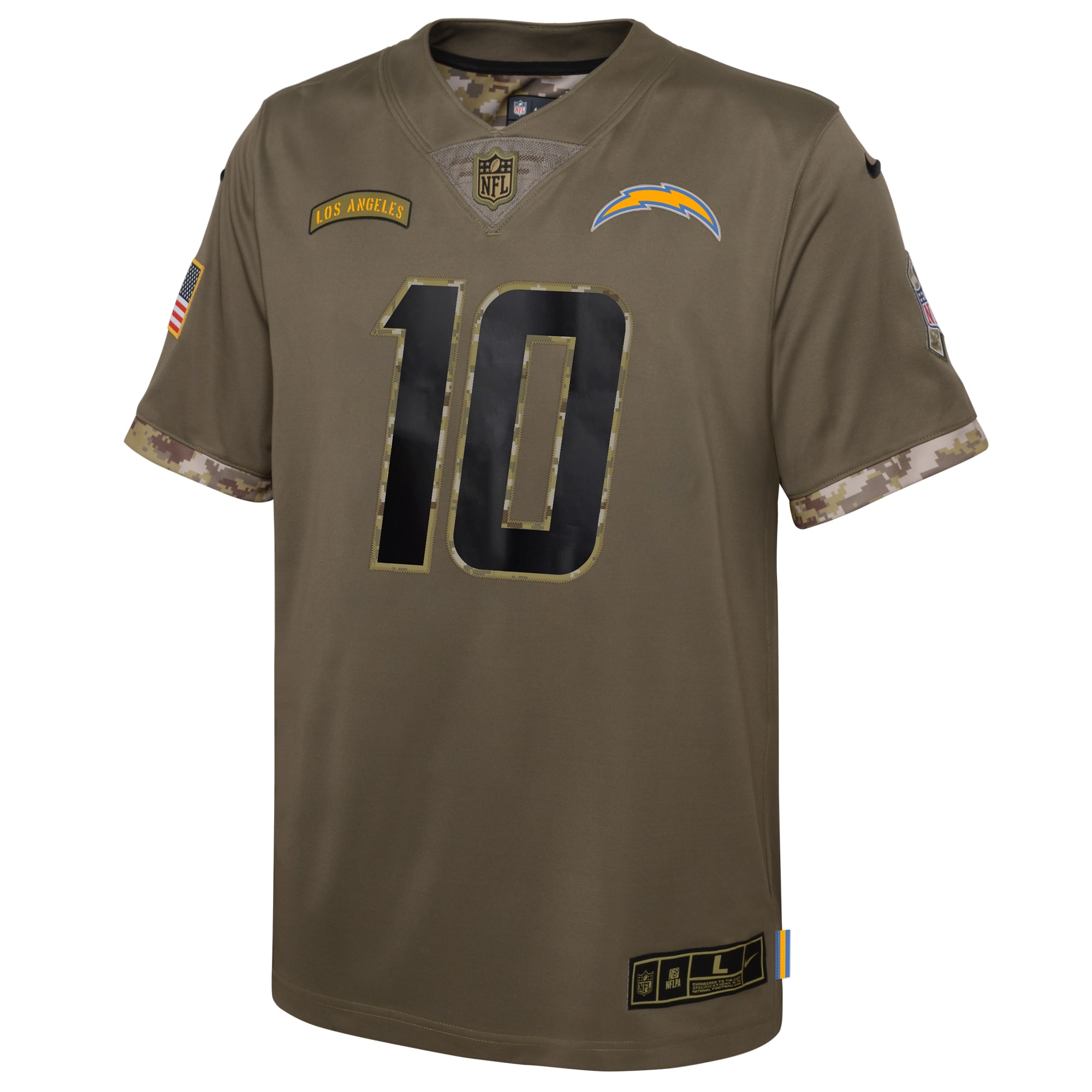 Youth Los Angeles Chargers Justin Herbert Nike Olive 2022 Salute To Service Player Limited Jersey