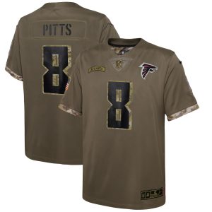 Youth Atlanta Falcons Kyle Pitts Nike Olive 2022 Salute To Service Player Limited Jersey