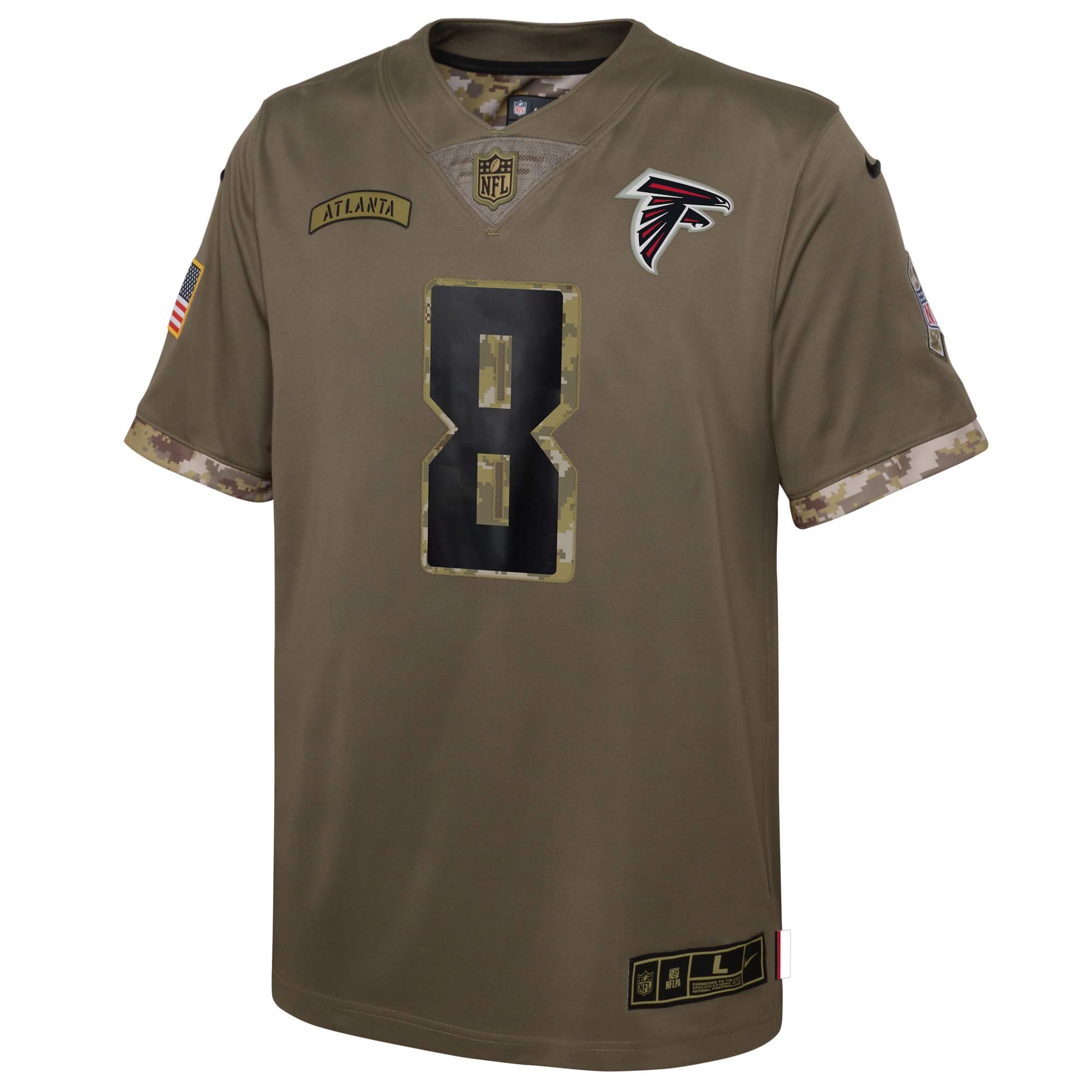 Youth Atlanta Falcons Kyle Pitts Nike Olive 2022 Salute To Service Player Limited Jersey