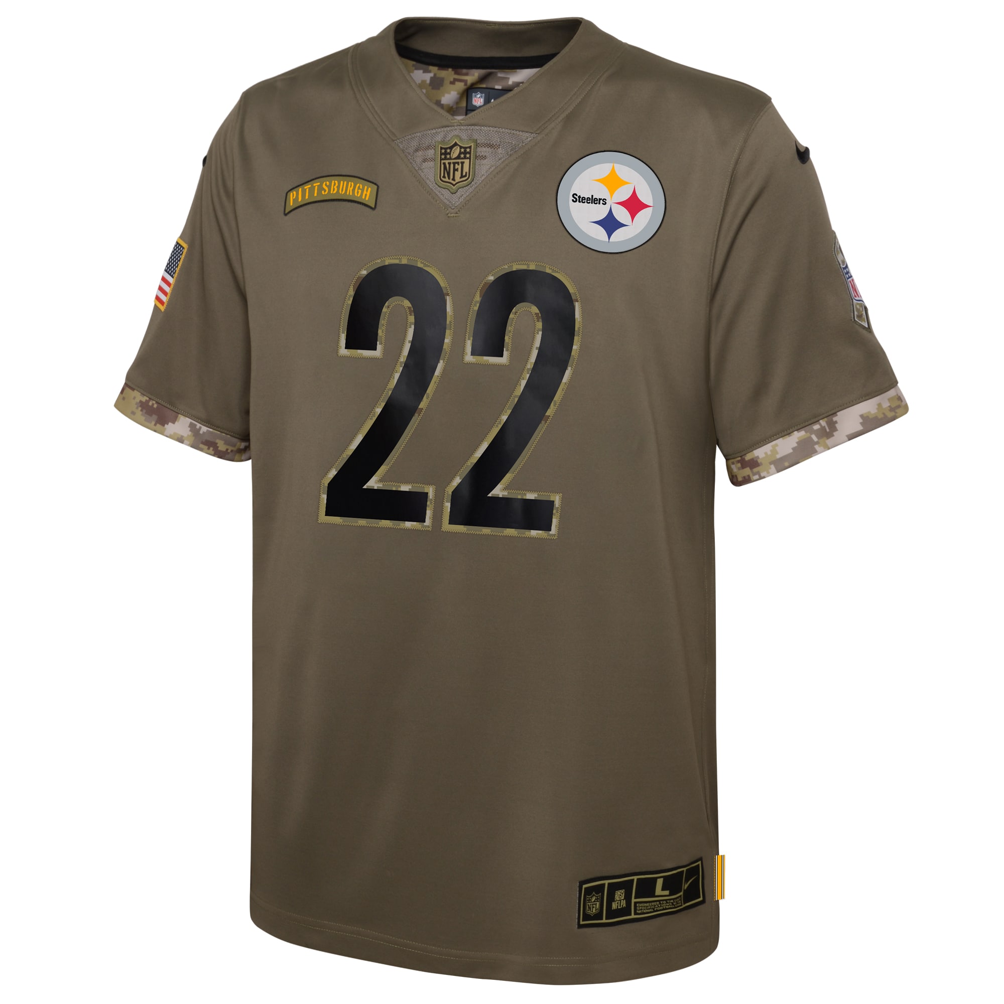 Youth Pittsburgh Steelers Najee Harris Nike Olive 2022 Salute To Service Player Limited Jersey