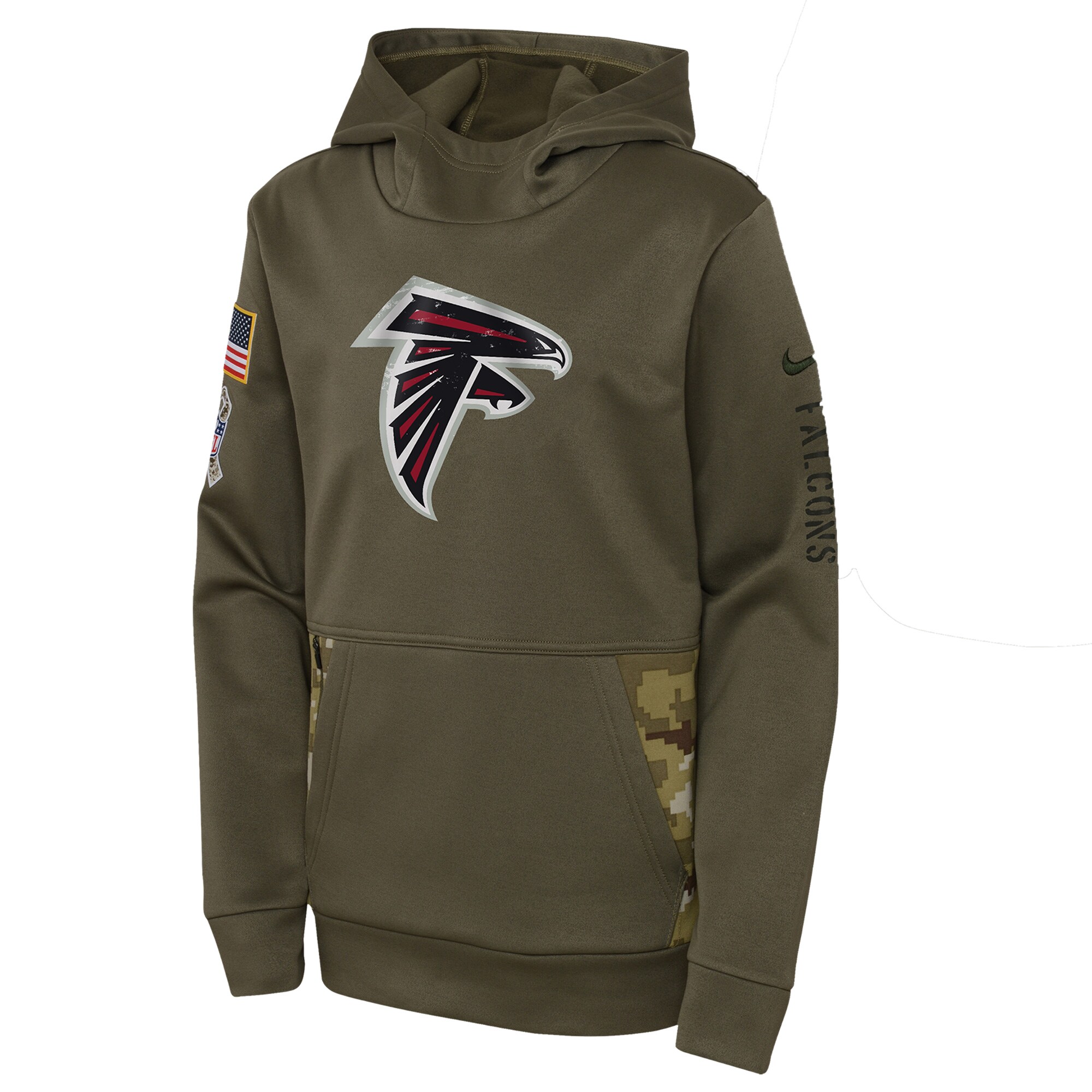Youth Atlanta Falcons Nike Olive 2022 Salute To Service Performance Pullover Hoodie